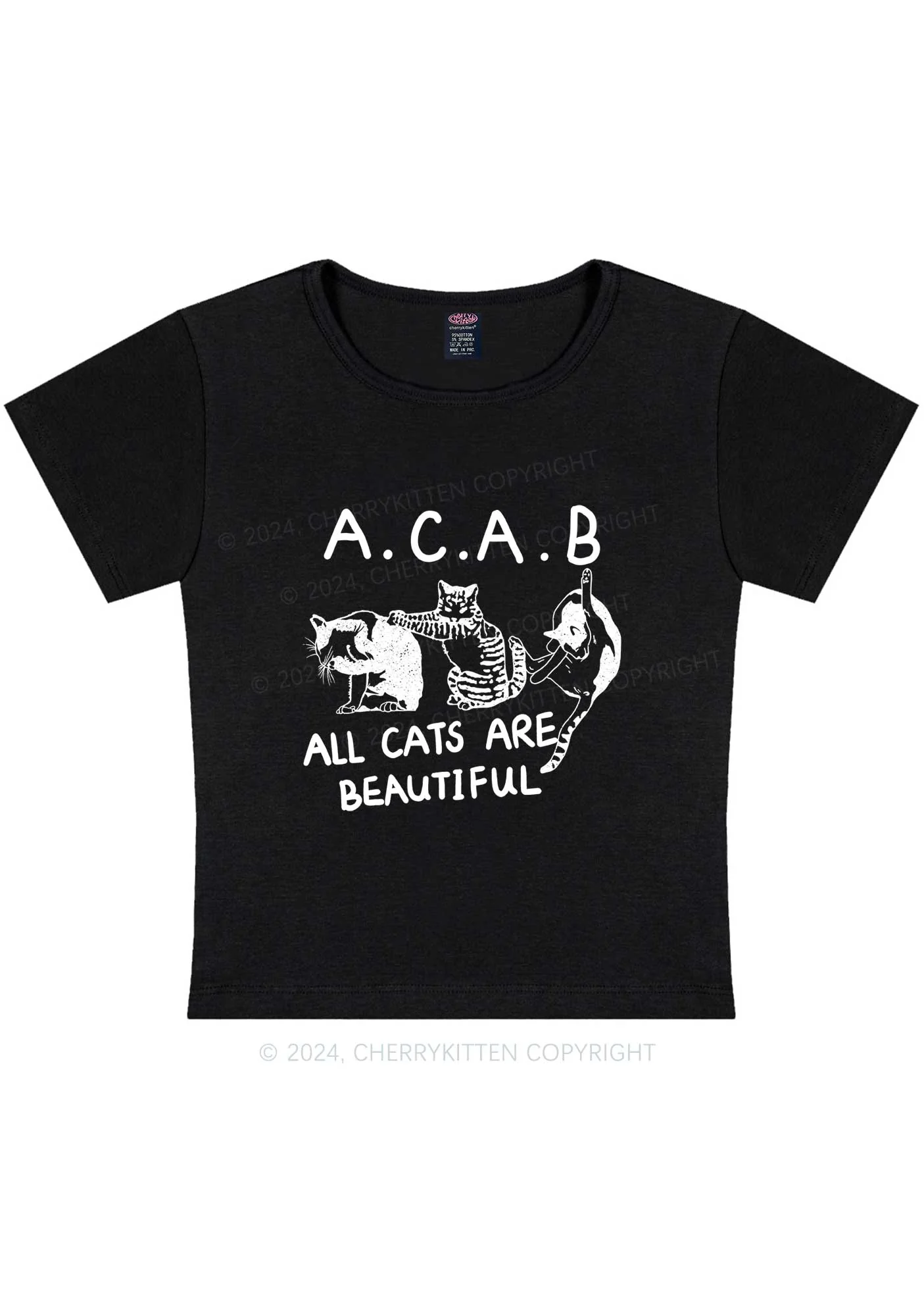 ACAB Cats Y2K Baby Tee Cherrykitten - Image 6