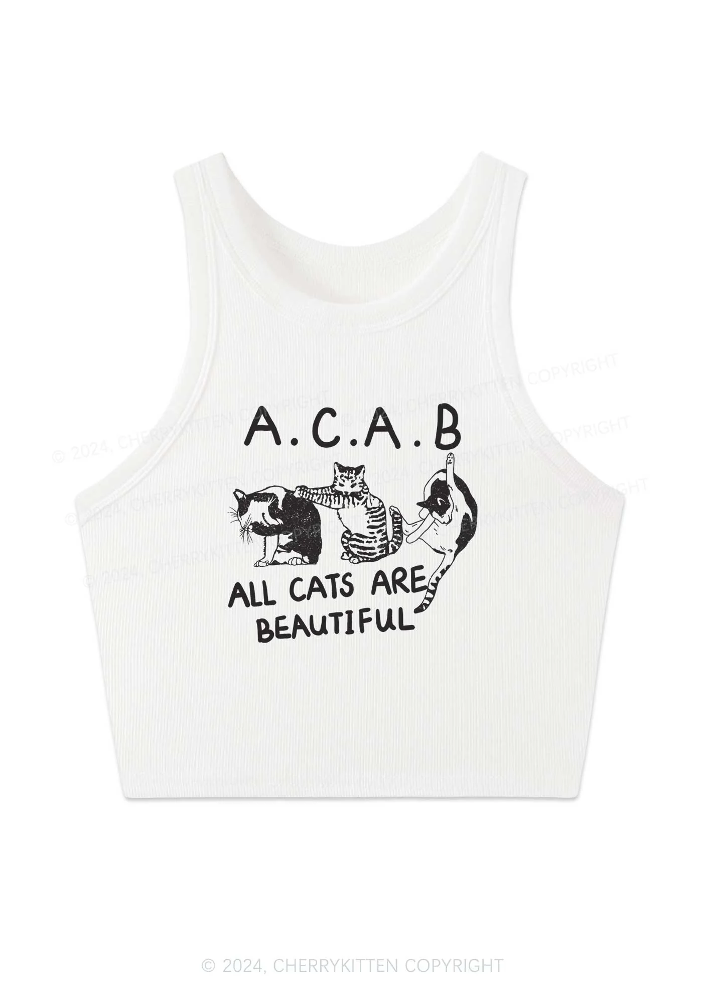 ACAB Cats Y2K Crop Tank Top Cherrykitten