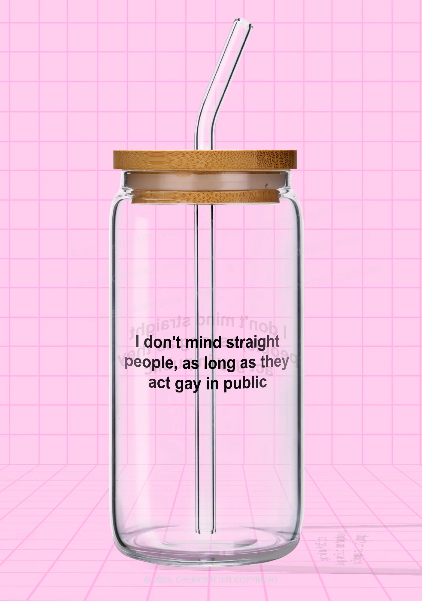 Act Gay In Public Pride Y2K Printed Glass Cup Cherrykitten