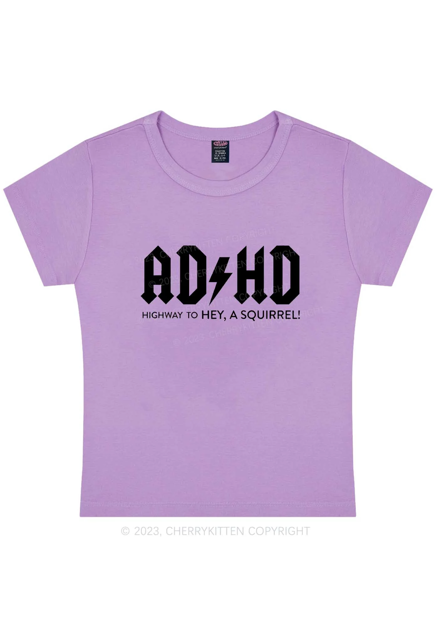 ADHD Hey A Squirrel Y2K Baby Tee Cherrykitten - Image 4