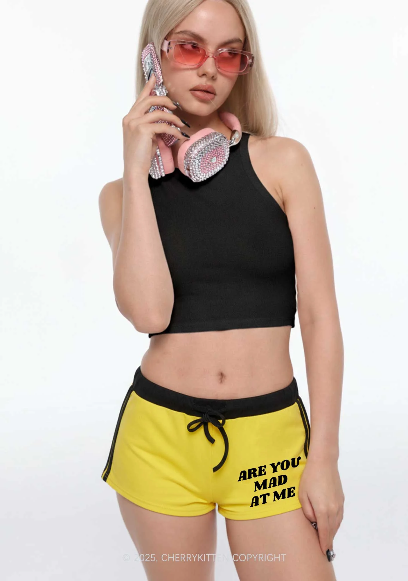 Are You Mad At Me Y2K Drawstring Mini Shorts Cherrykitten - Image 2