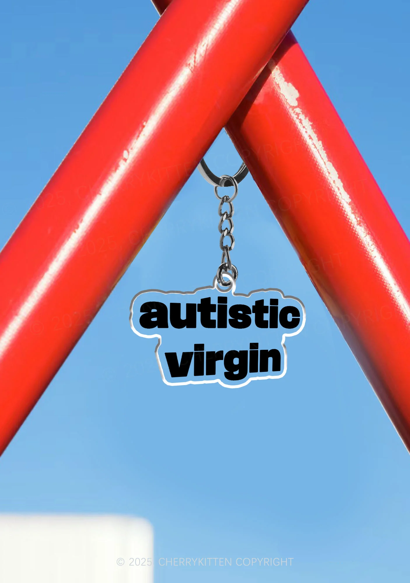 Autistic Virgin 1Pc Y2K Keychain Cherrykitten - Image 3