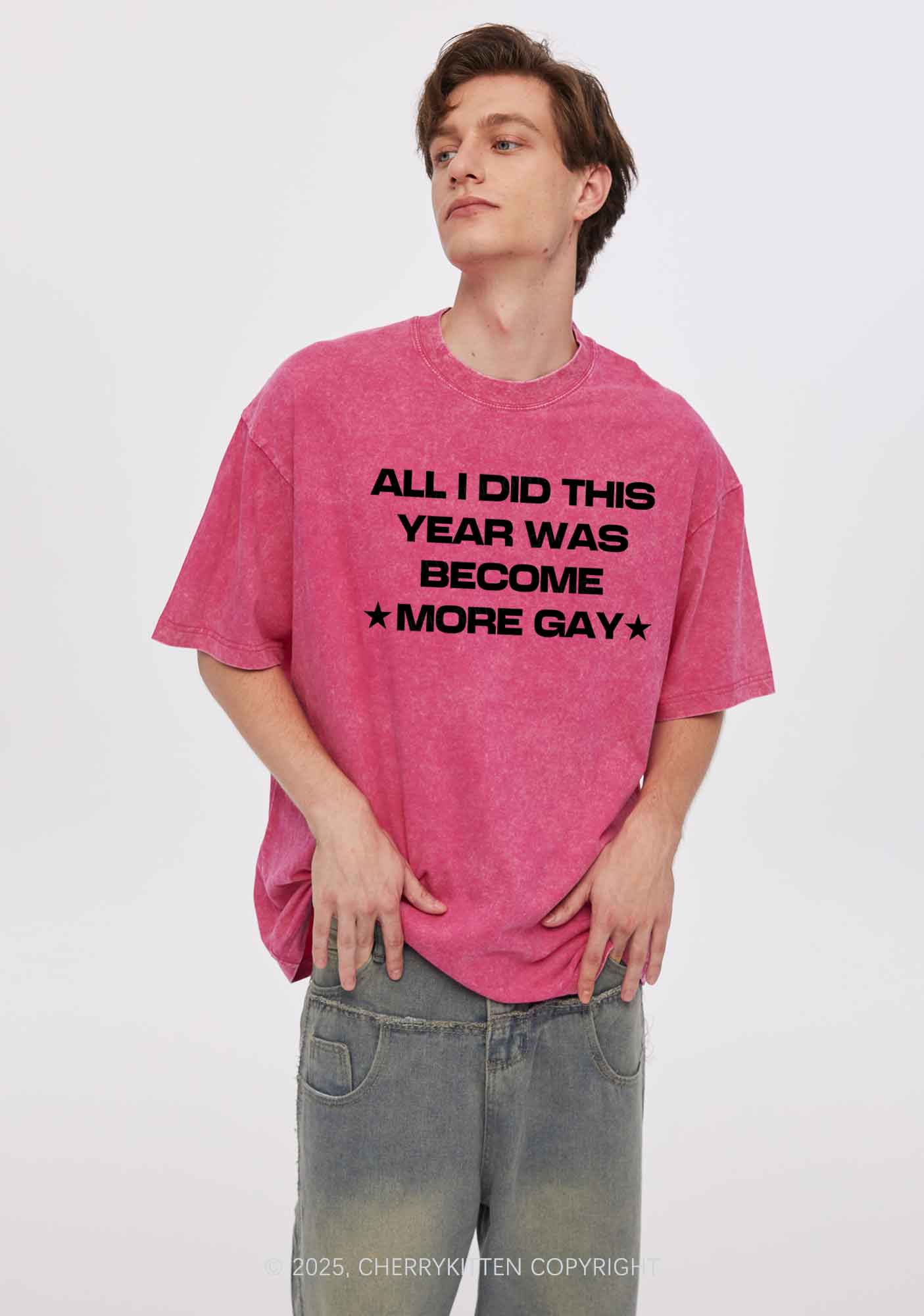 Become More Gay Pride Y2K Shirts Washed Tee Cherrykitten - Image 2