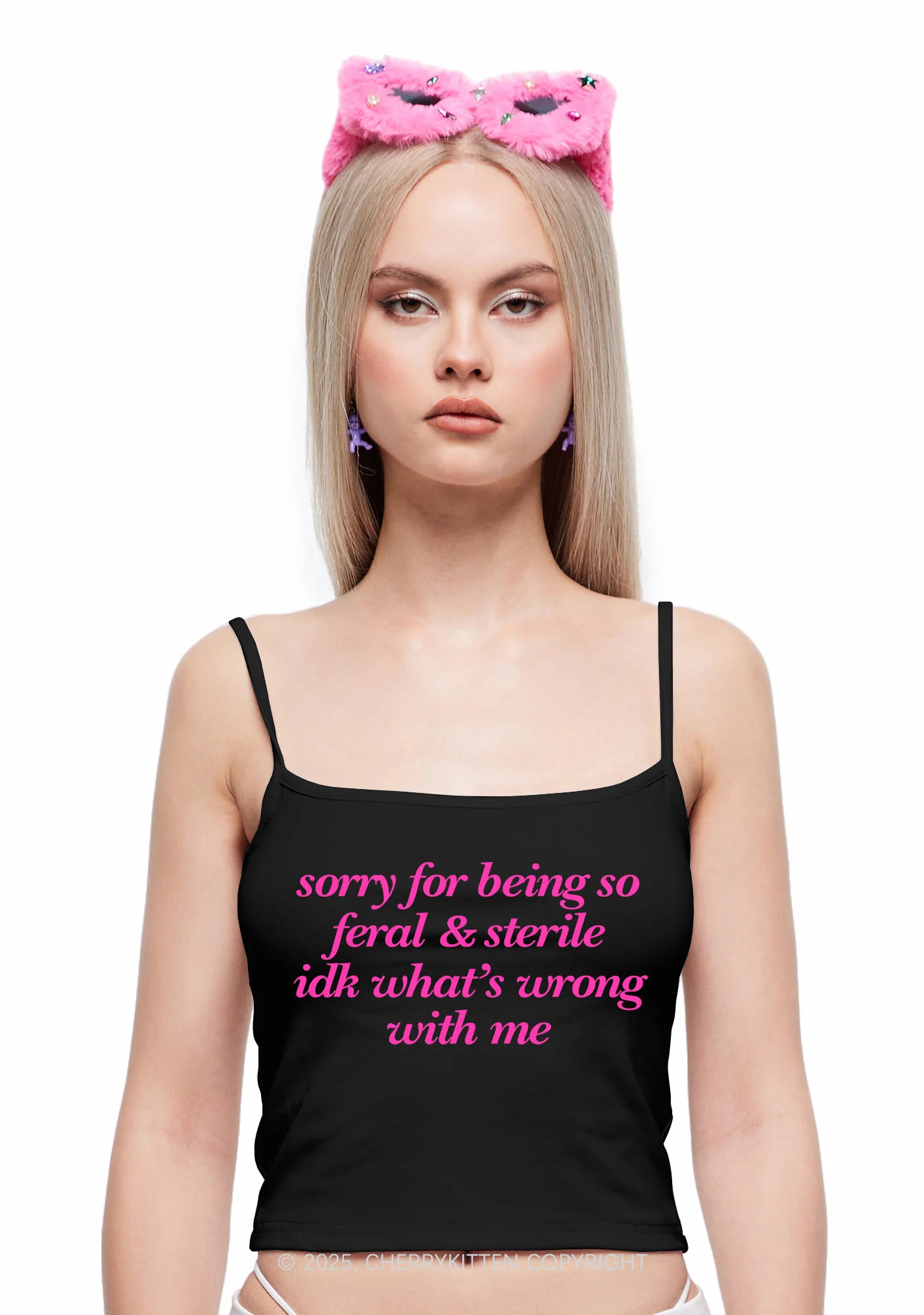 Being Feral Sterile Y2K Spaghetti Strap Cami Cherrykitten - Image 2