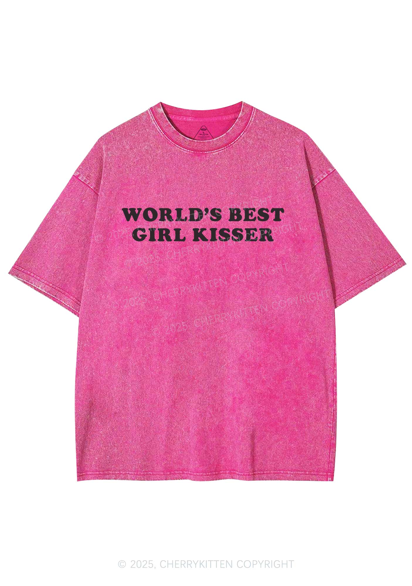Best Girl Kisser Y2K Shirts Washed Tee Cherrykitten - Image 4