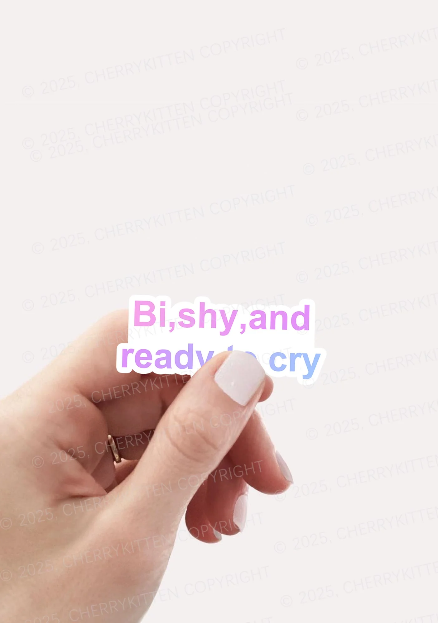 Bi Shy And Ready To Cry Pride 1Pc Y2K Sticker Cherrykitten - Image 2