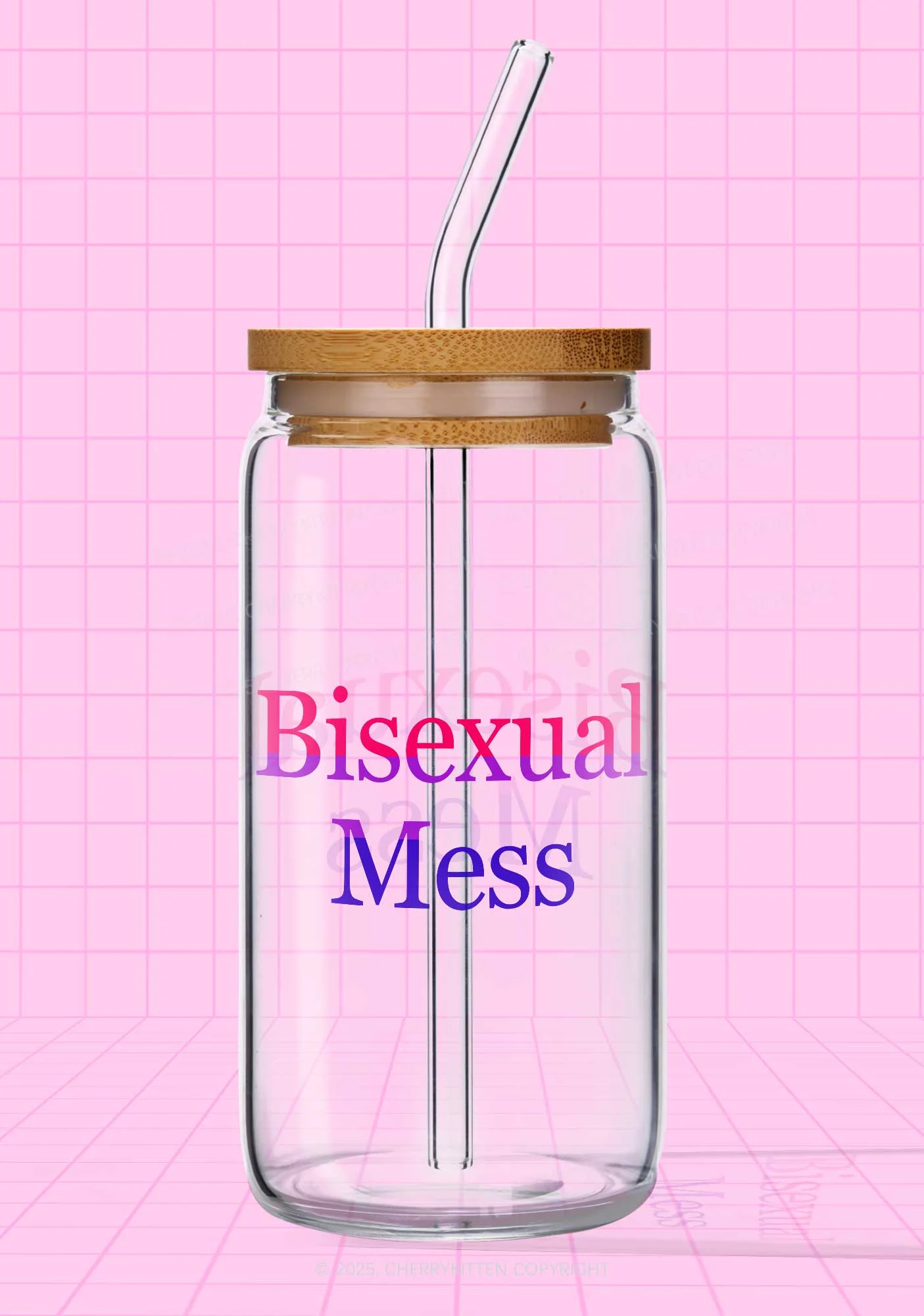 Bisexual Mess Pride Y2K Printed Glass Cup Cherrykitten