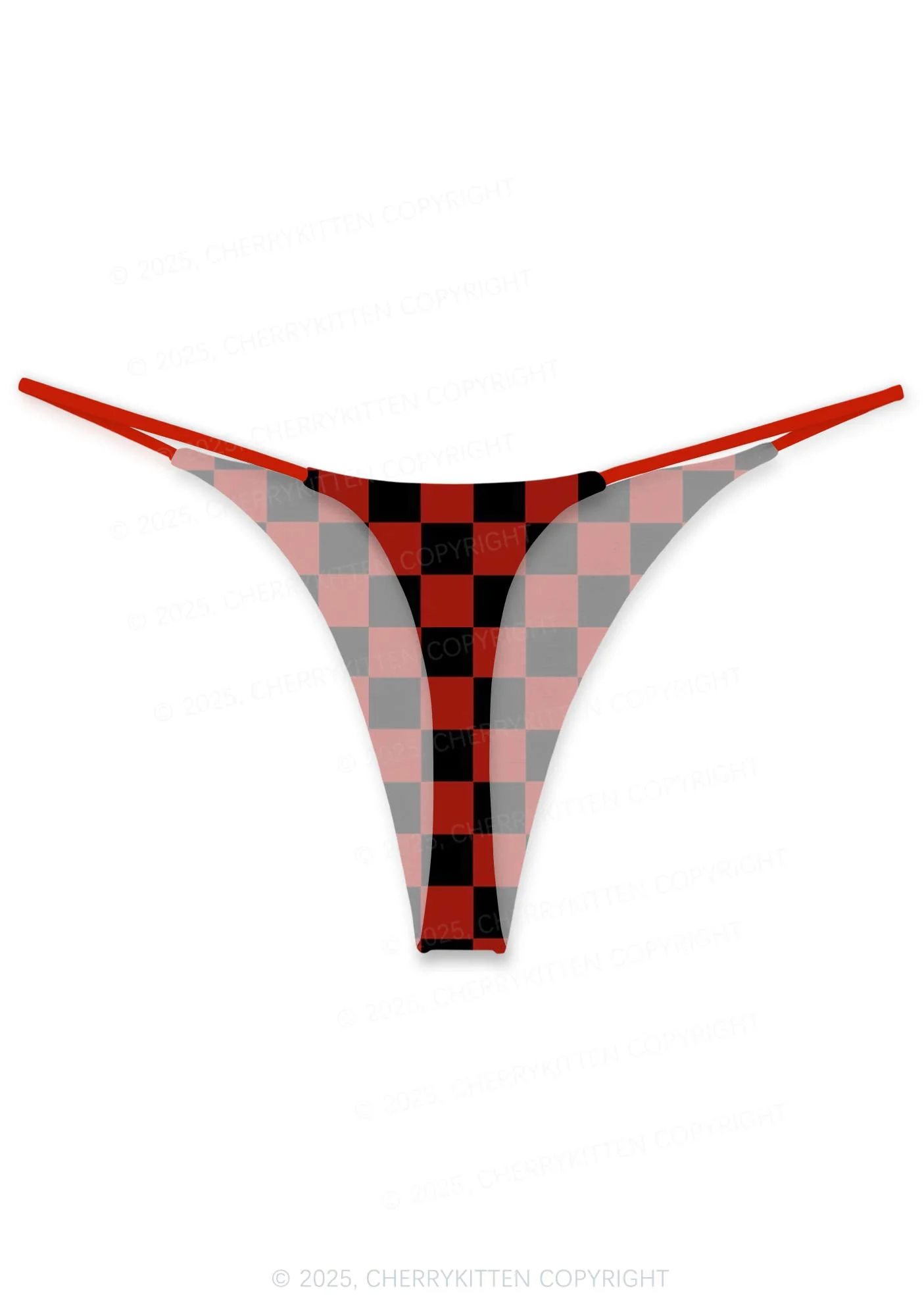 Black And Red Check Valentine's Day Y2K Print Couples Boxer Thong Set Cherrykitten - Image 3