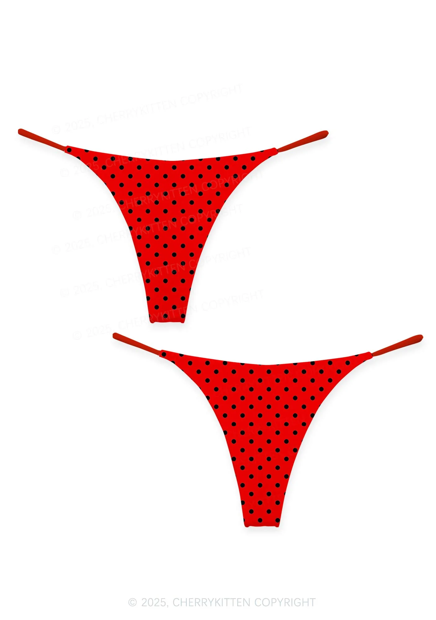 Black Dots On Red Valentine's Day Y2K Print Couples Thong Set Cherrykitten