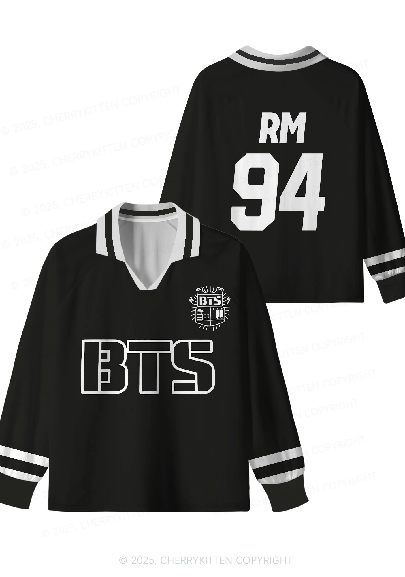 Black Kpop Boys Number Y2K Long Sleeve Sport Jersey Shirts Cherrykitten - Image 8