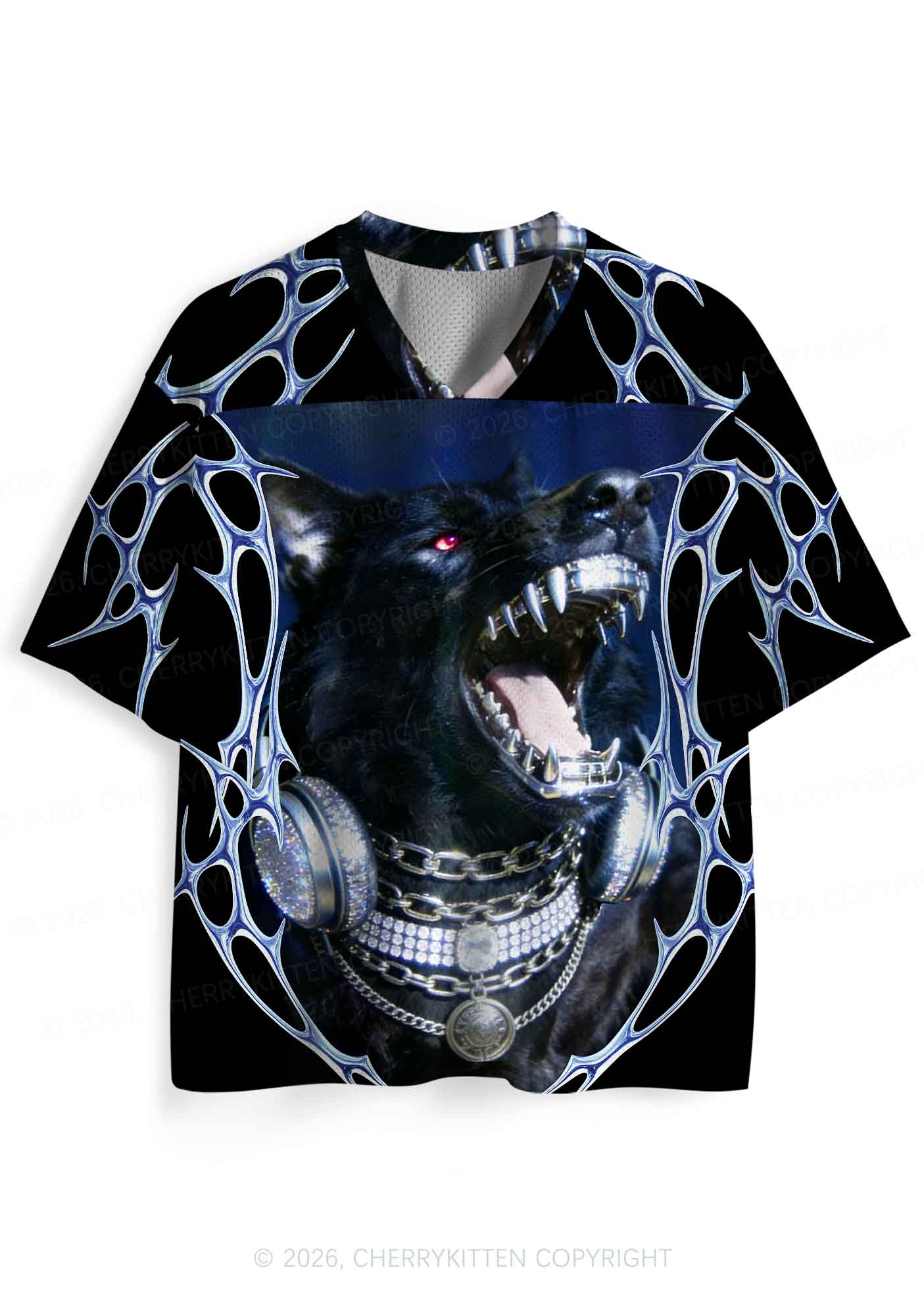 Black Wolf DJ Y2K Sport Jersey Shirts Cherrykitten