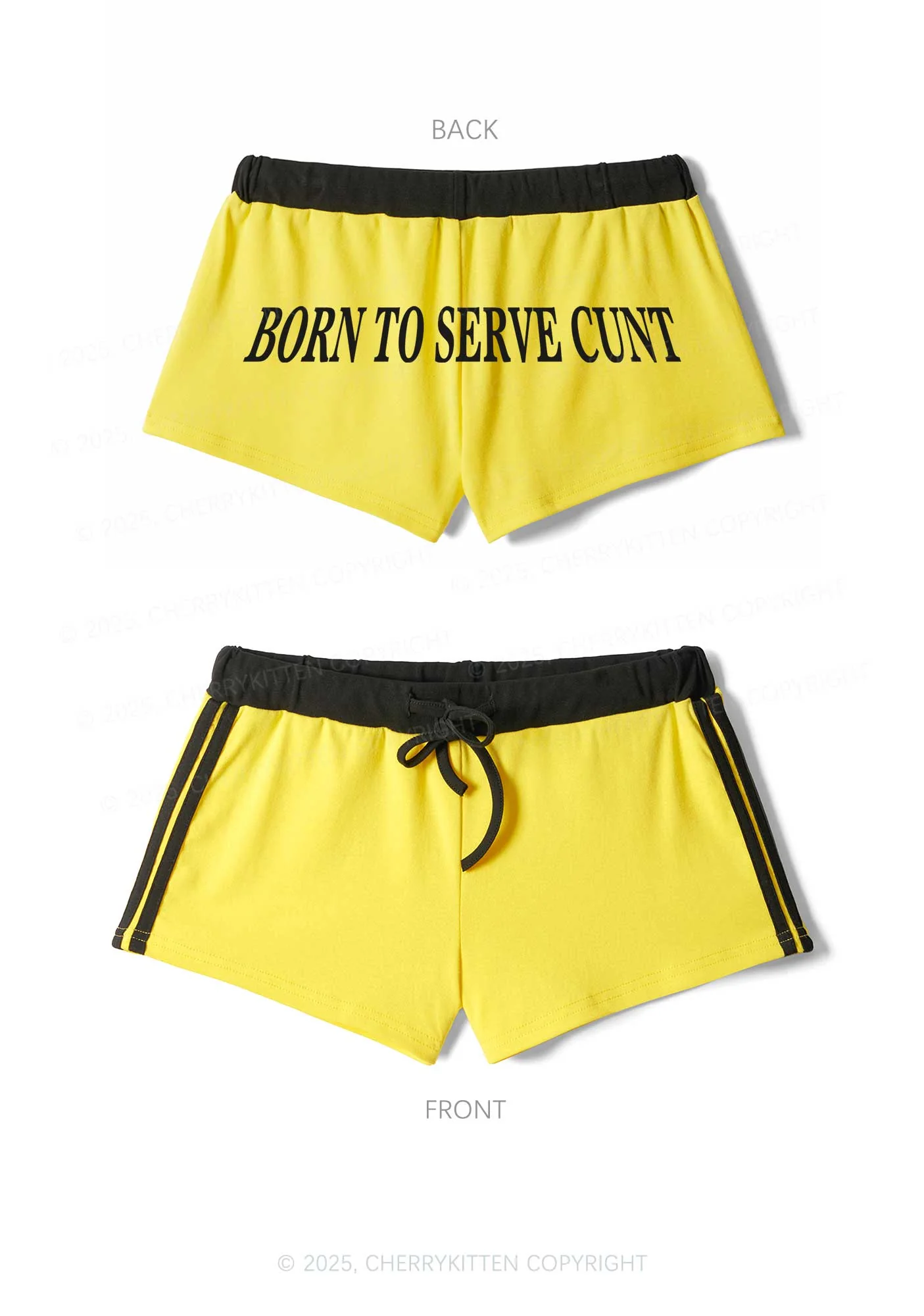 Born To Serve Cxxt Y2K Drawstring Mini Shorts Cherrykitten - Image 3