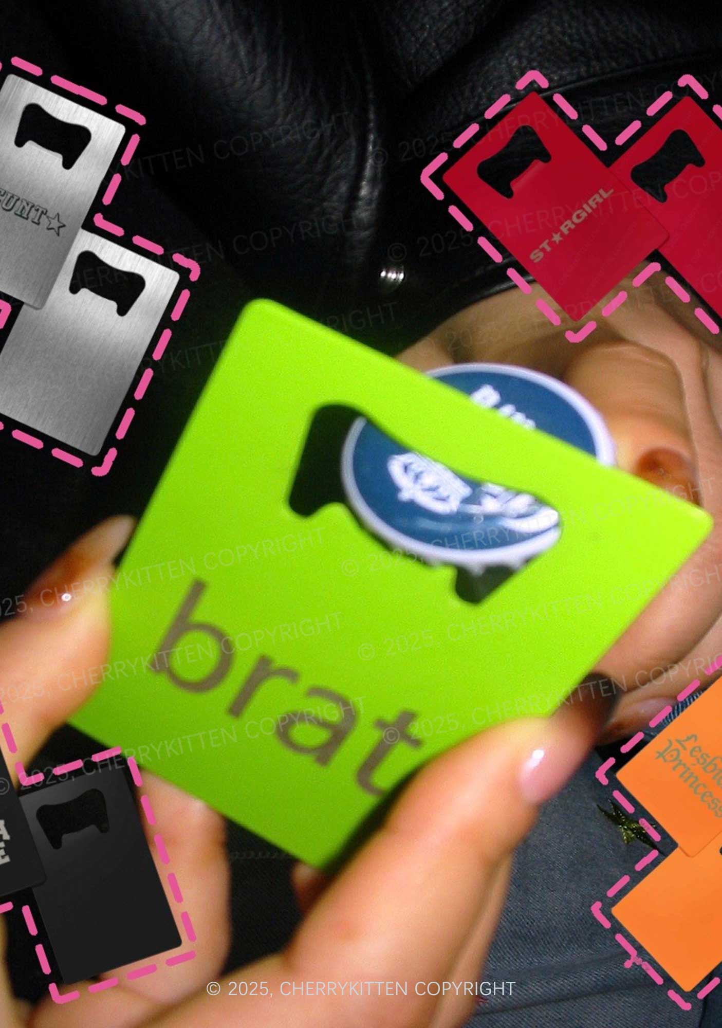 Green Brat Y2K Credit Card Bottle Openers Cherrykitten - Image 2