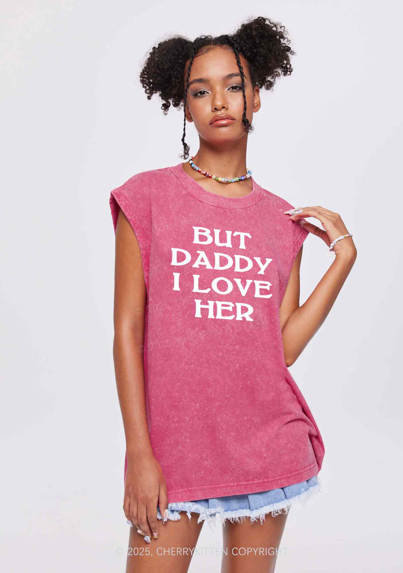 But Daddy I Love Her Y2K Washed Tank Cherrykitten - Image 2