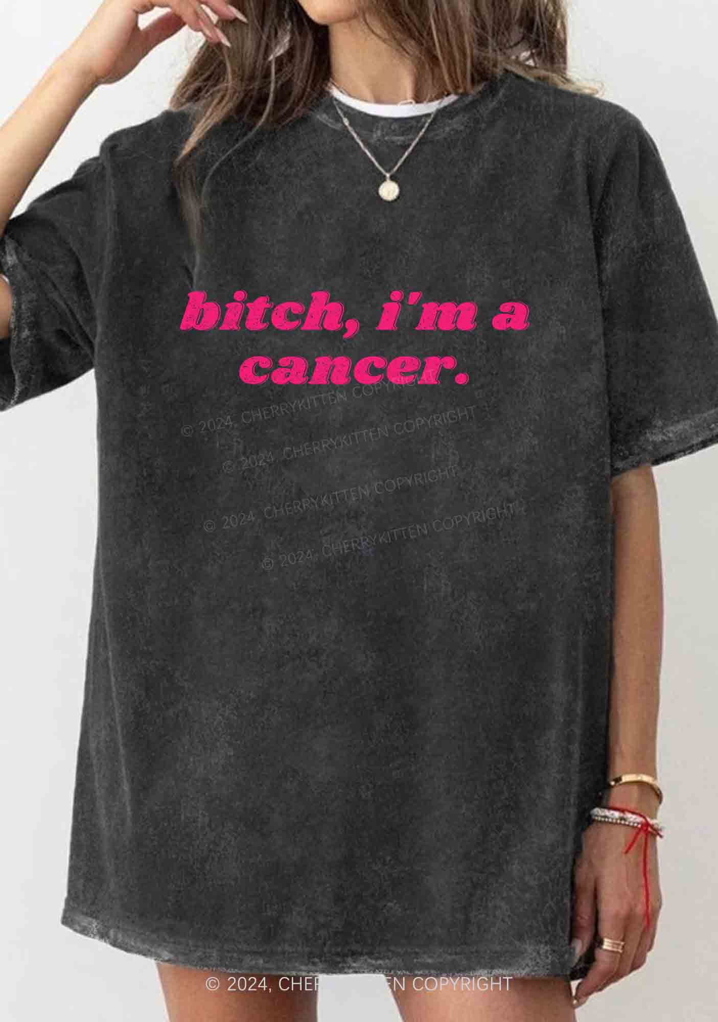 Bxtch I'm A Custom Zodiac Y2K Washed Tee Cherrykitten - Image 2