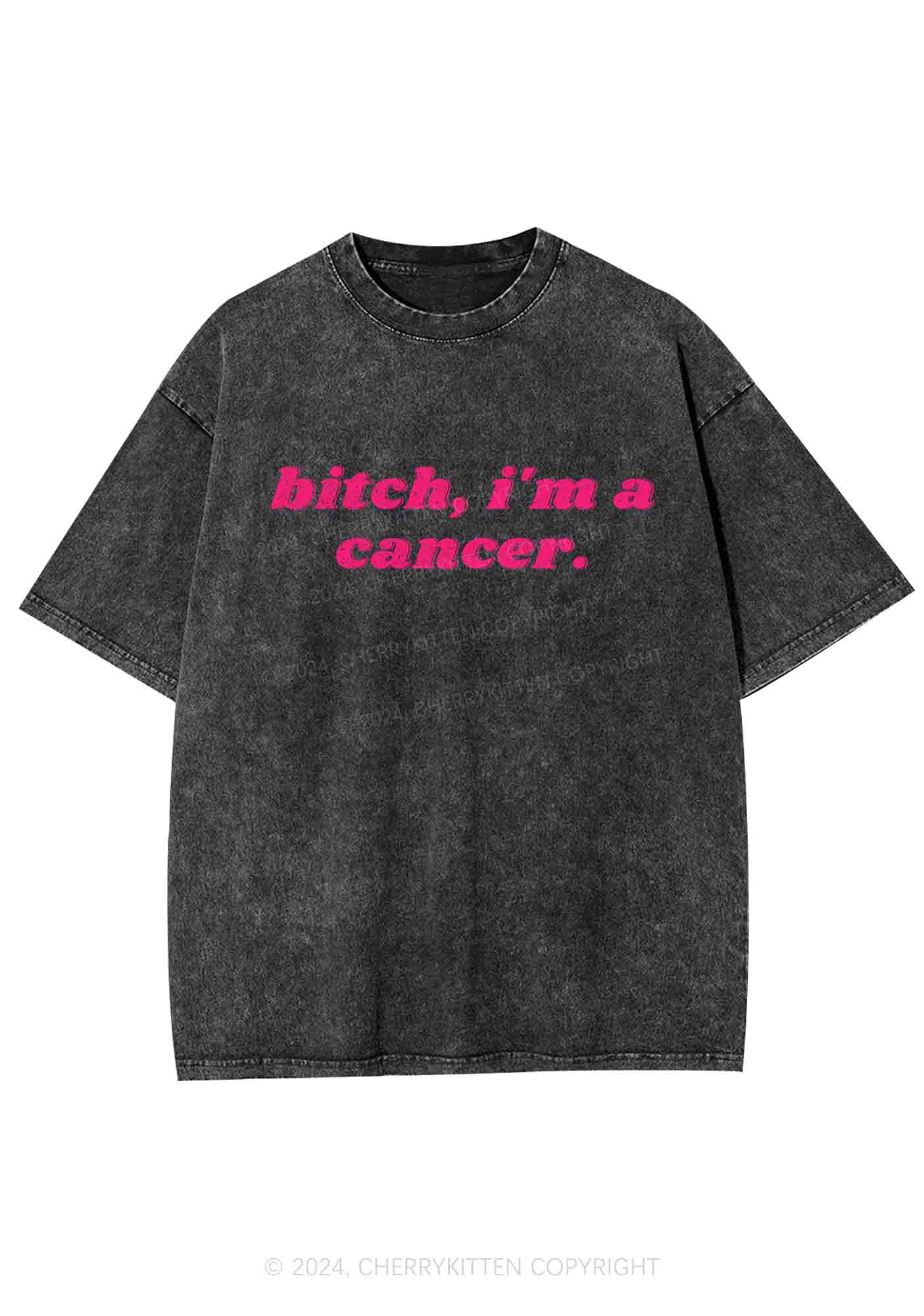 Bxtch I'm A Custom Zodiac Y2K Washed Tee Cherrykitten - Image 3