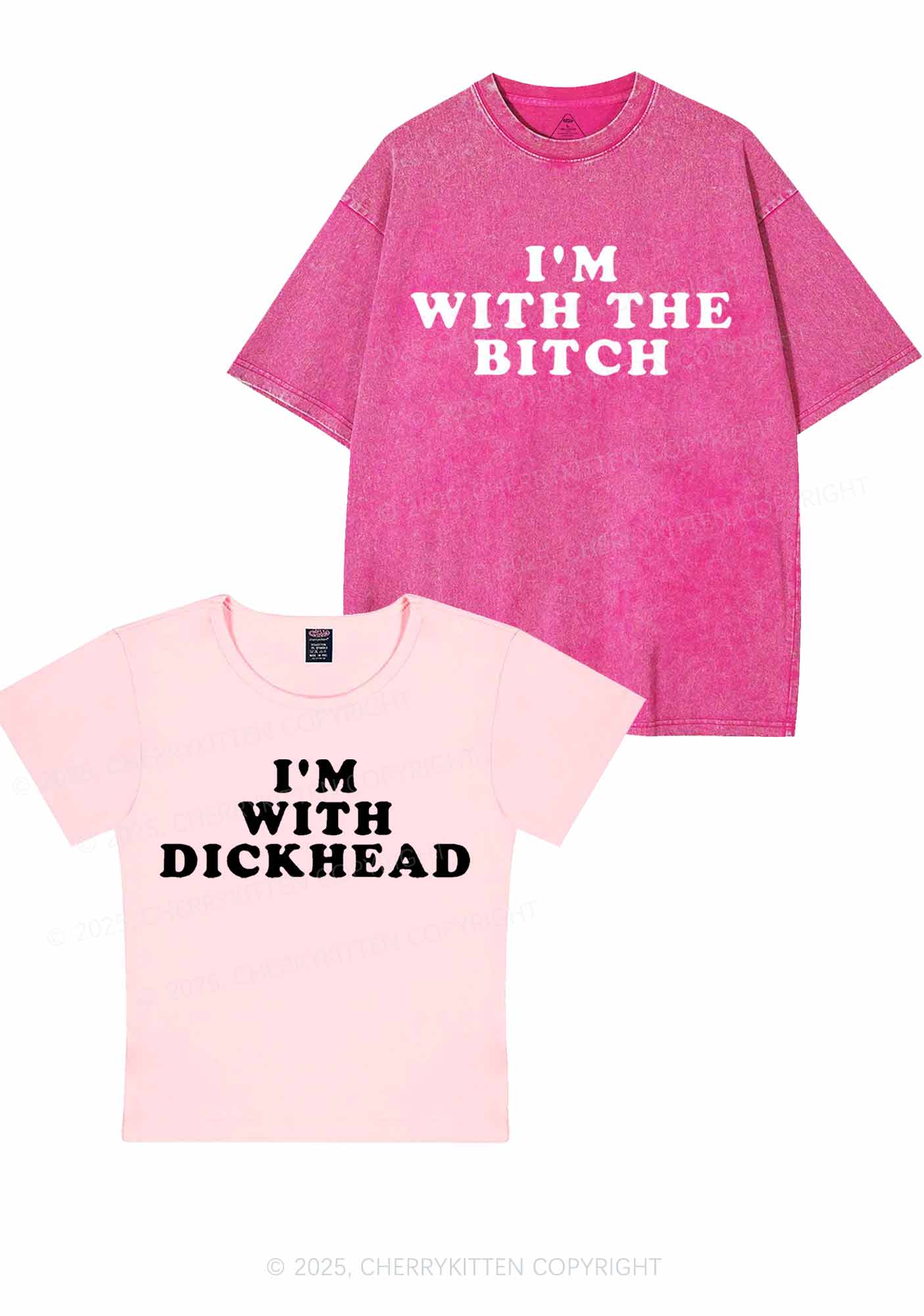 Bxxch Dxxkhead Y2K Valentine's Day Couple Shirt Cherrykitten - Image 9