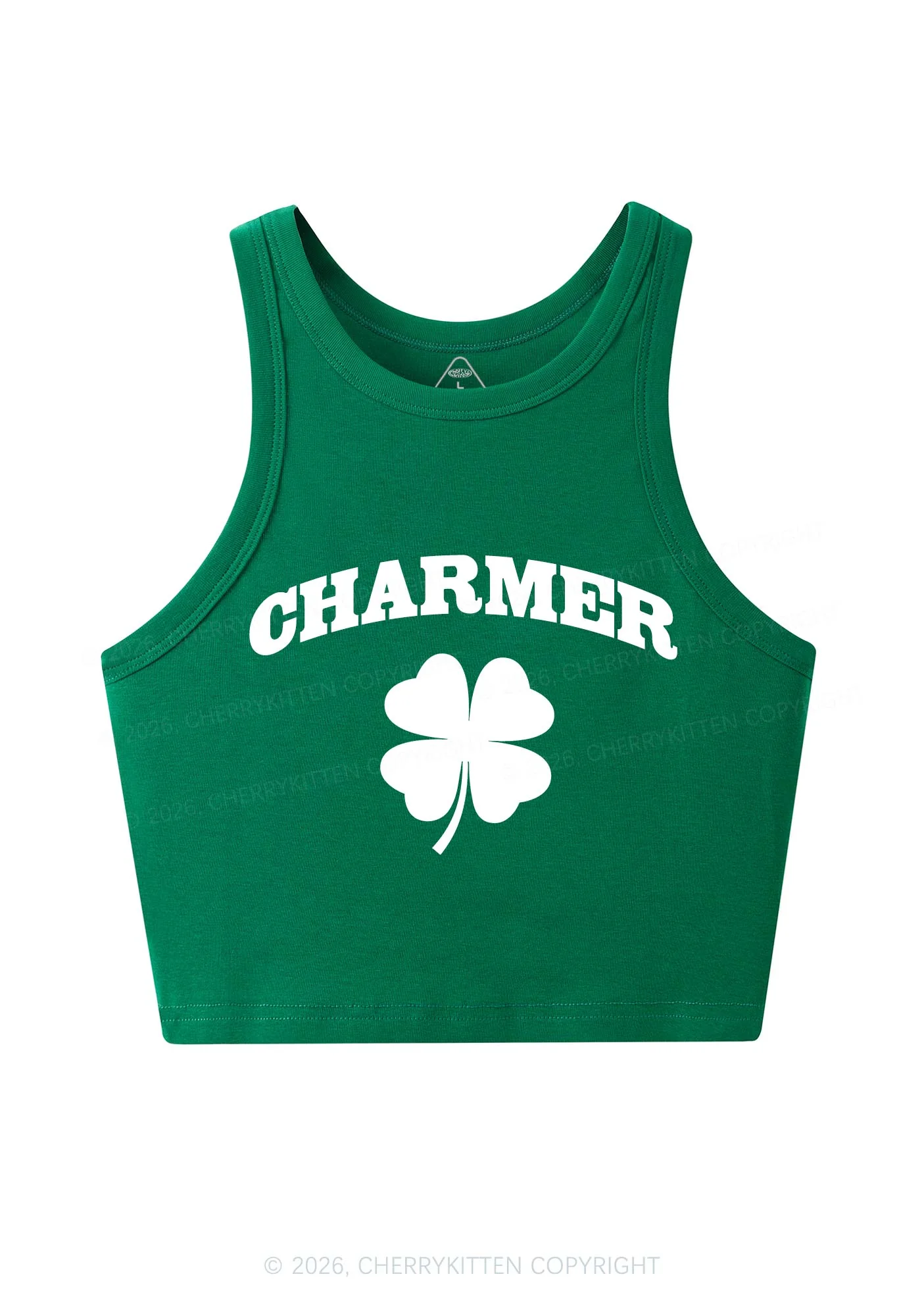 Charmer Shamrock St Patricks Y2K Crop Tank Top Cherrykitten