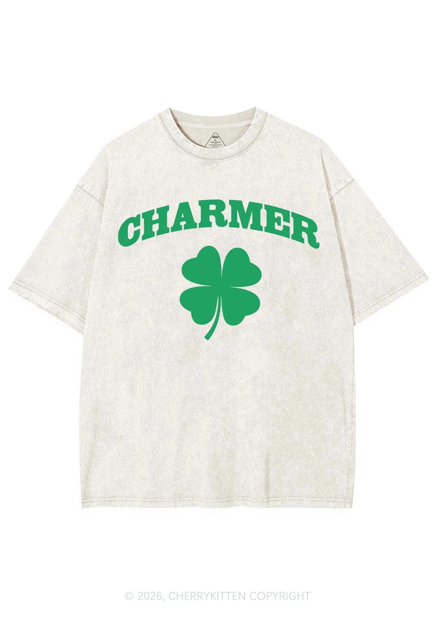 Charmer Shamrock St Patricks Y2K Shirts Washed Tee Cherrykitten