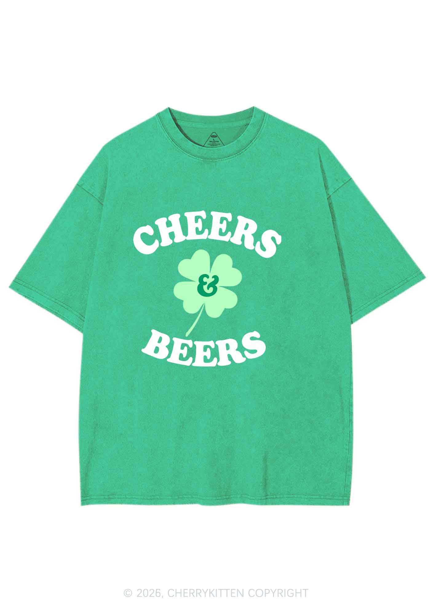 Cheers And Beers St Patricks Y2K Shirts Washed Tee Cherrykitten