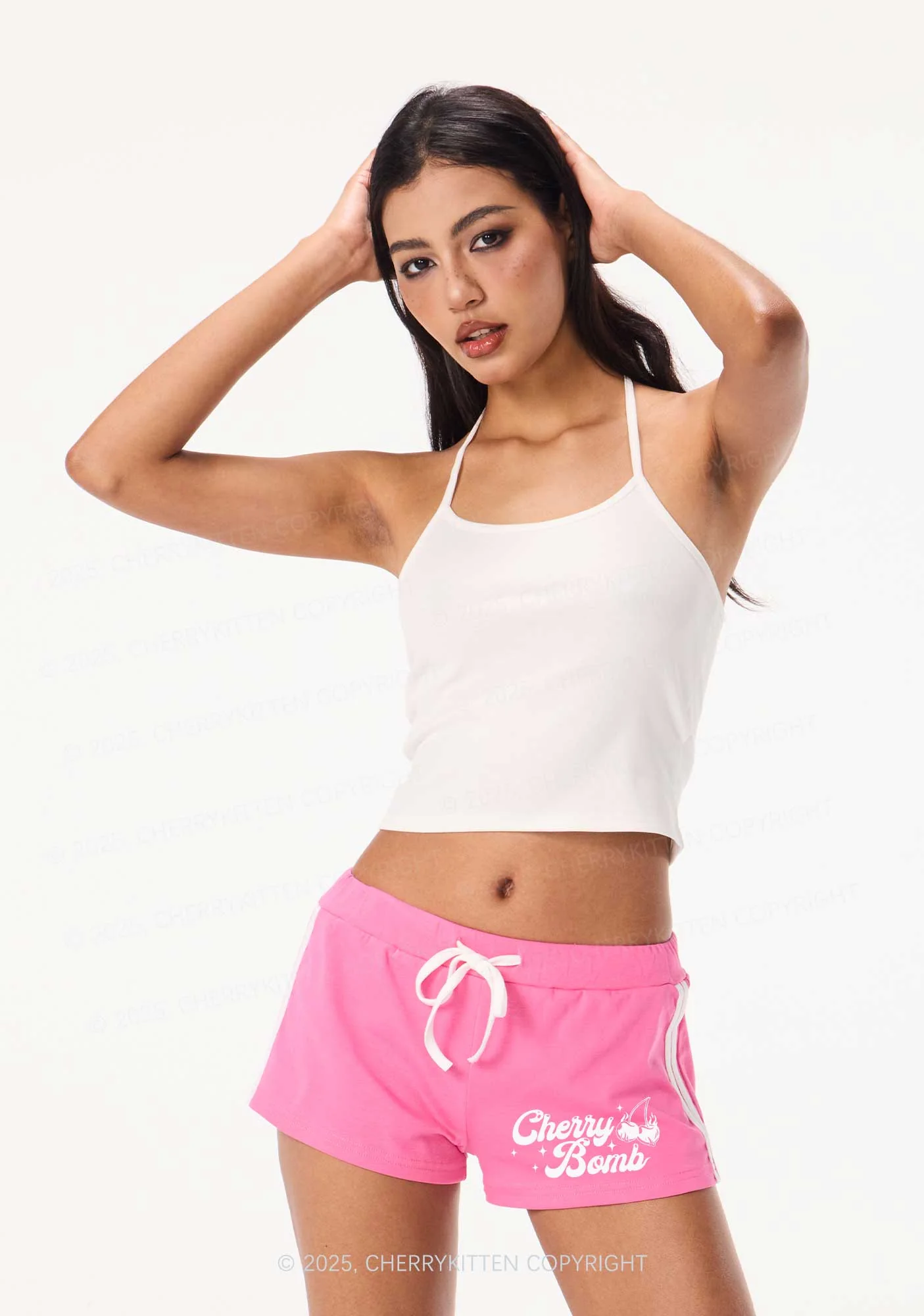 Cherry Bomb Y2K Drawstring Mini Shorts Cherrykitten - Image 2