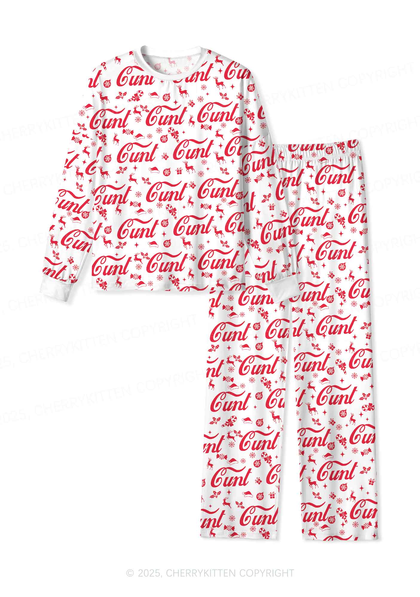 Christmas Cxxt Y2K Print Long Sleeve Pajama Set Cherrykitten