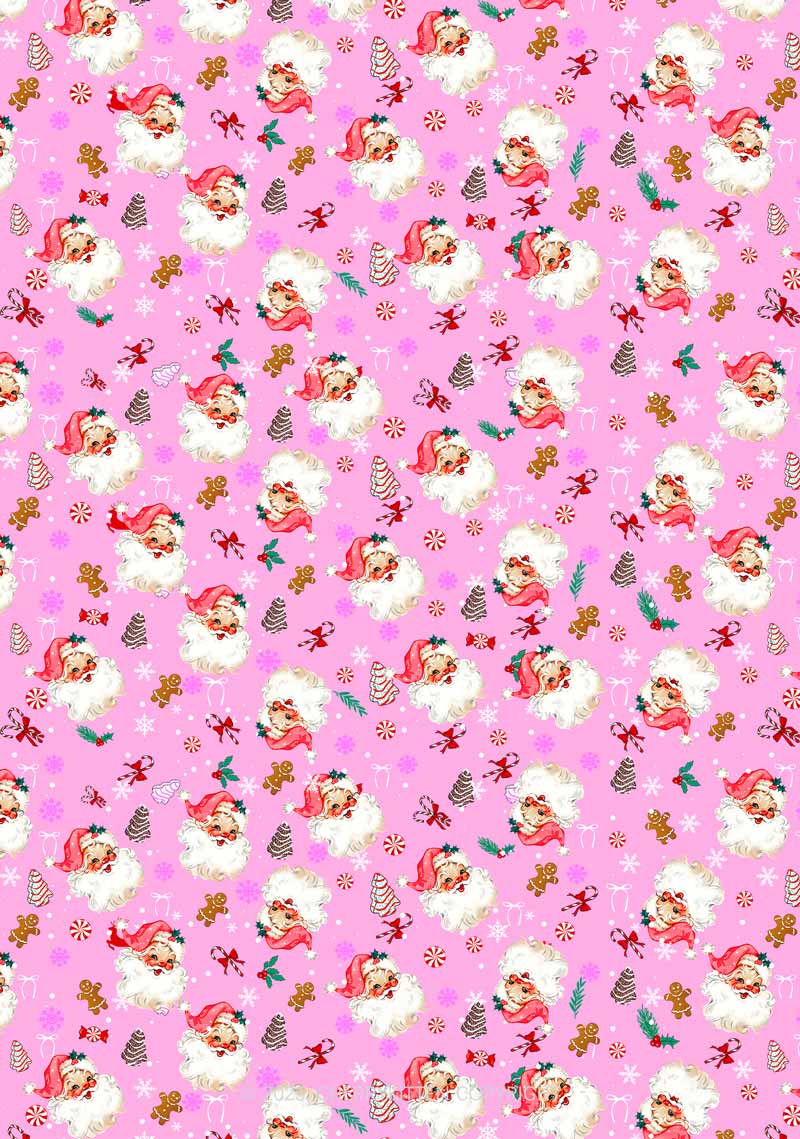 Christmas Pink Candy Santa Y2K Print Long Sleeve Pajama Set Cherrykitten - Image 2