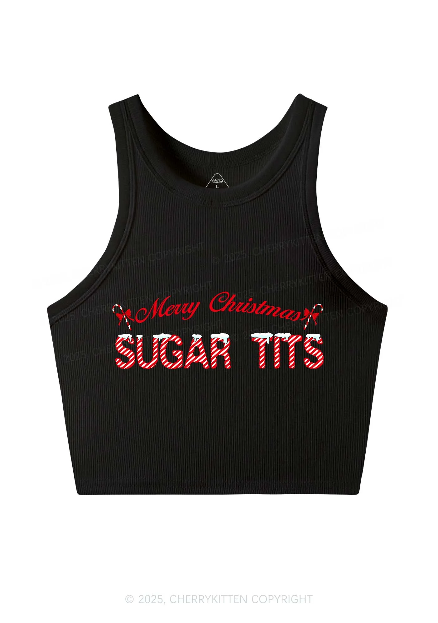 Christmas Sugar Txts Y2K Crop Tank Top Cherrykitten