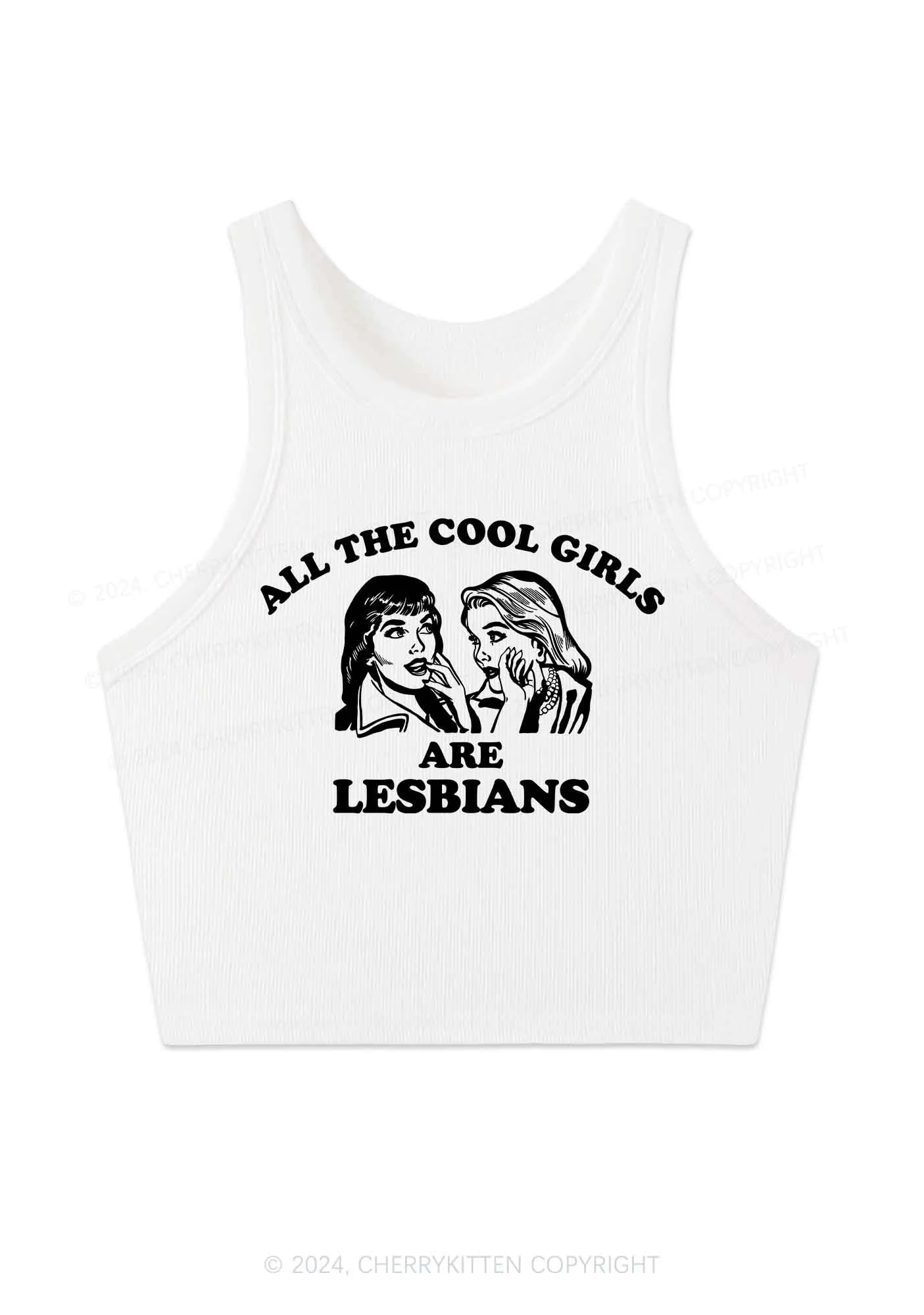 Cool Girls Lesbians Y2K Crop Tank Top Cherrykitten