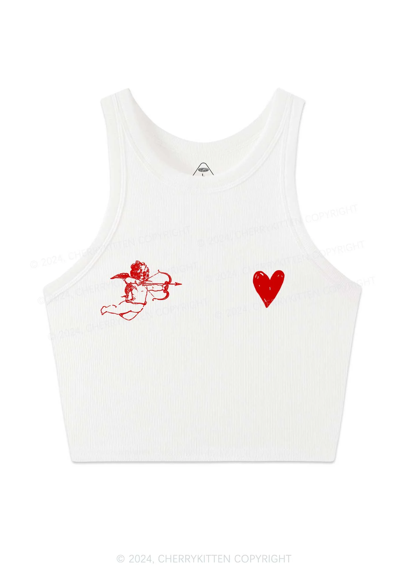 Cupid Red Heart Y2K Valentine's Day Crop Tank Top Cherrykitten