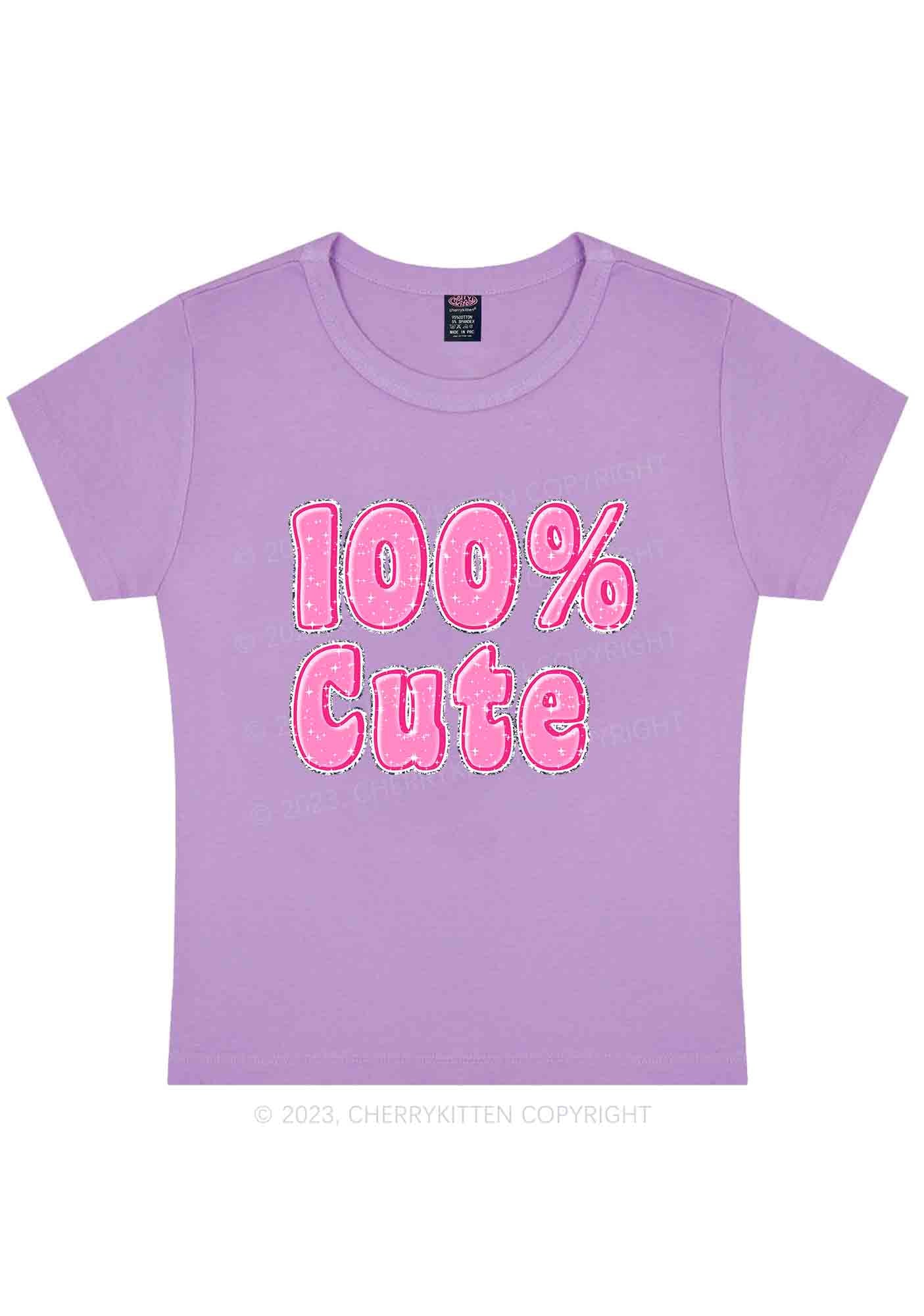 Curvy 100% Cute Y2K Baby Tee Cherrykitten - Image 4