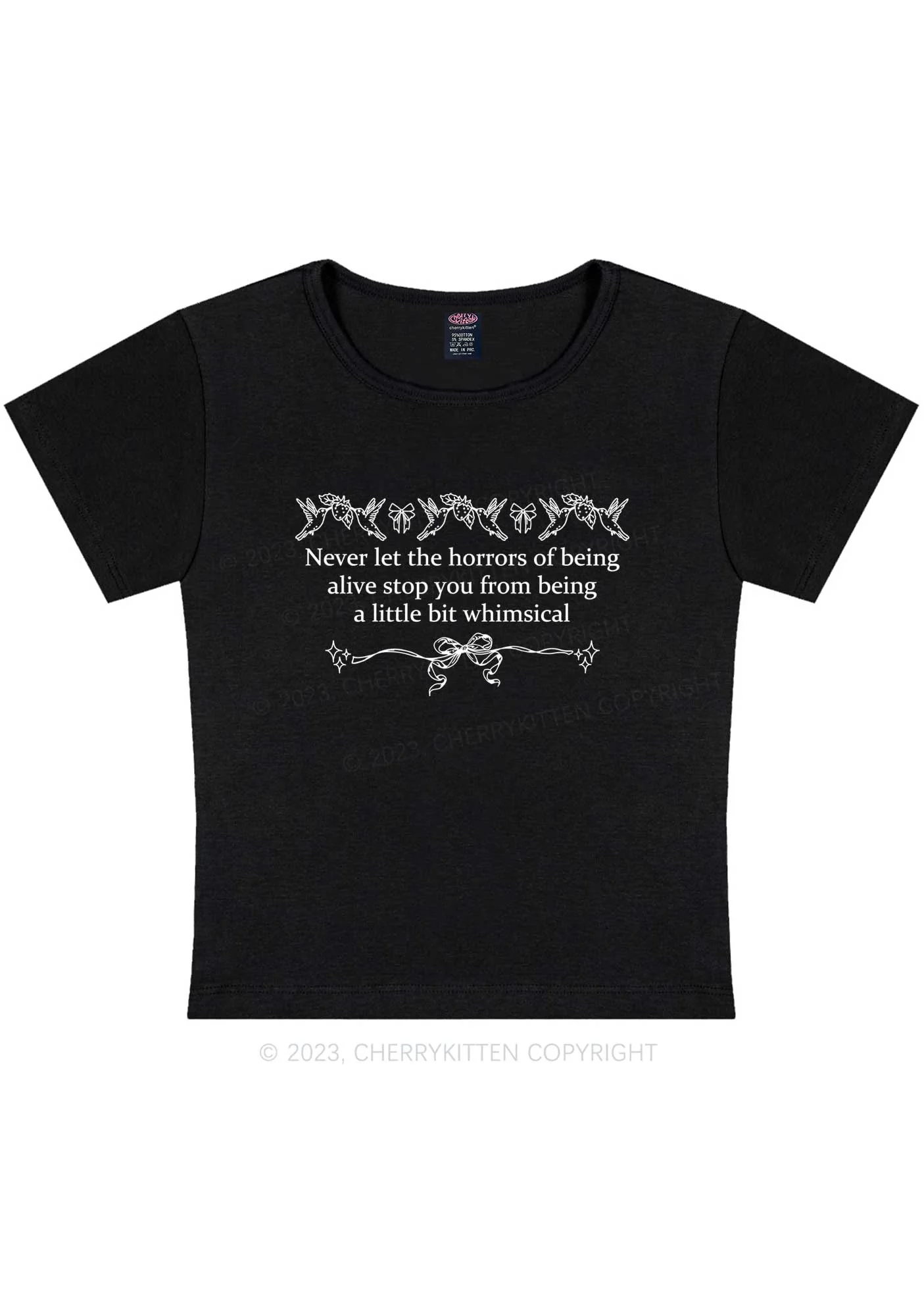 Curvy A Little Bit Whimsical Y2K Baby Tee Cherrykitten - Image 2