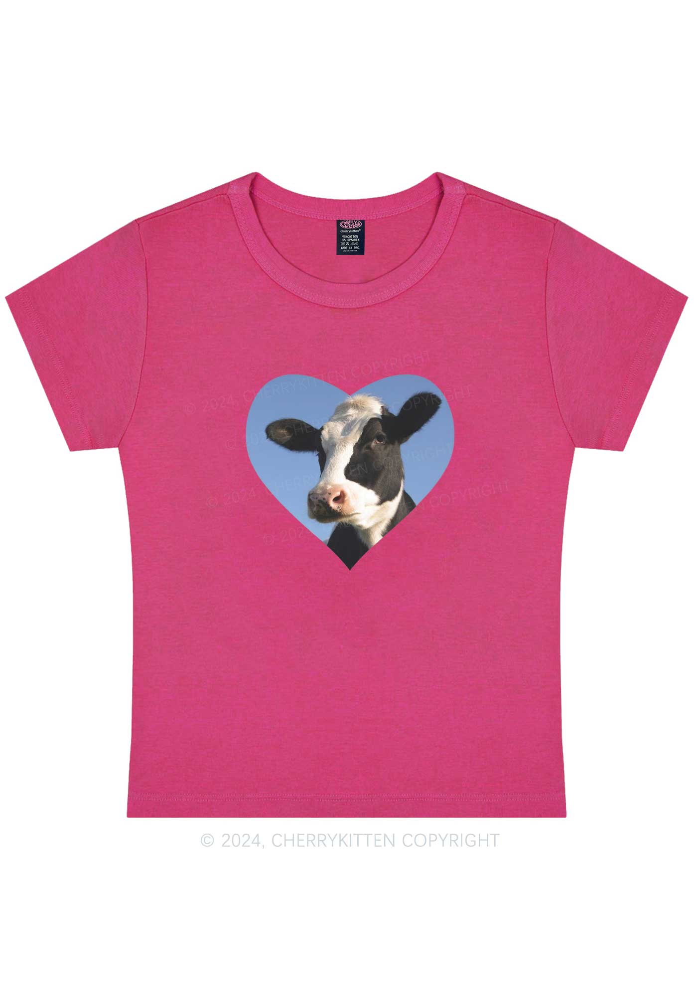 Curvy Attentive Cow Y2K Baby Tee Cherrykitten - Image 5
