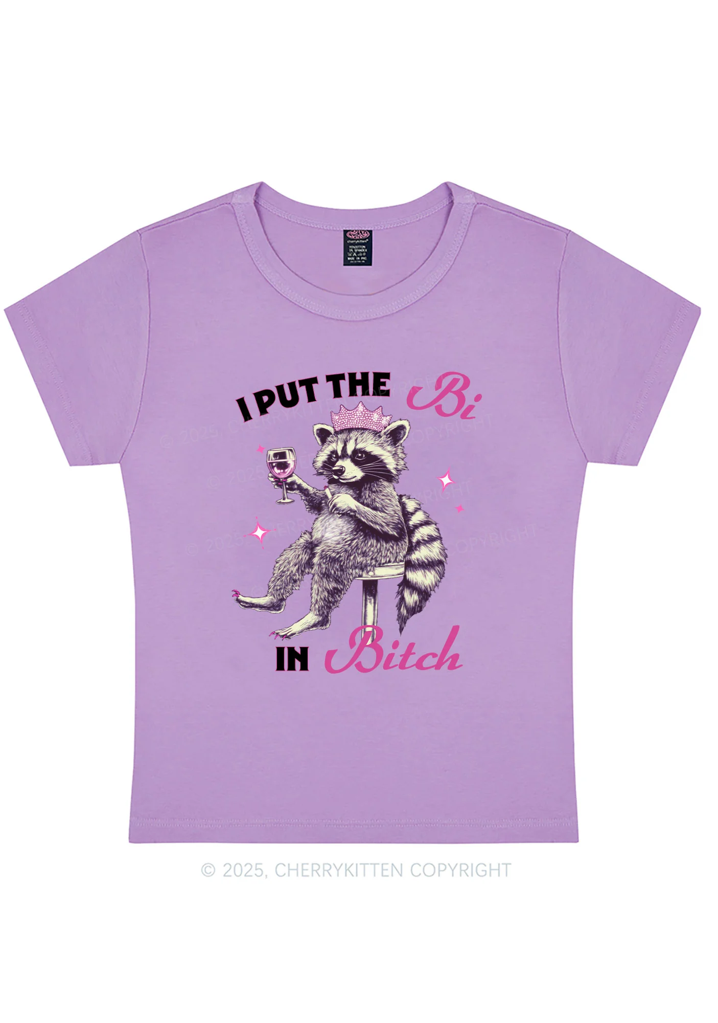 Curvy Bi Bxxch Raccoon Pride Y2K Baby Tee Cherrykitten - Image 5