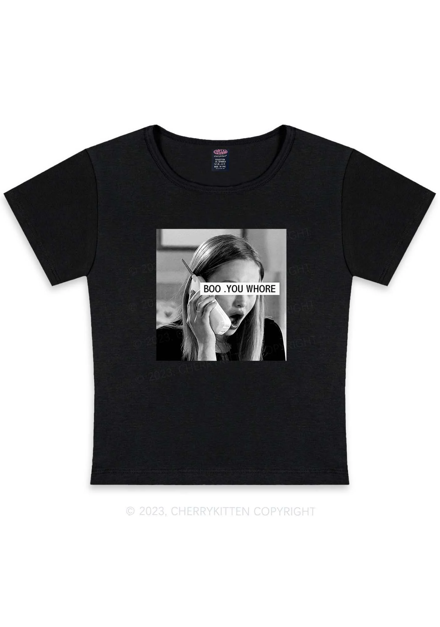Curvy Boo You Hore Y2K Baby Tee Cherrykitten - Image 2