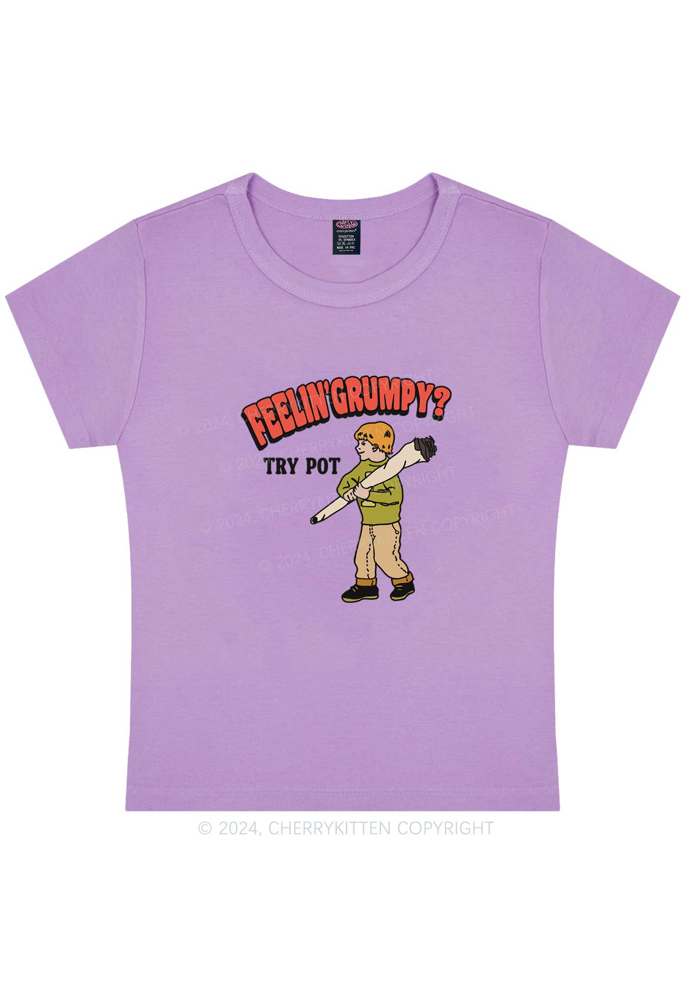 Curvy Feelin' Grumpy Y2K Baby Tee Cherrykitten - Image 4