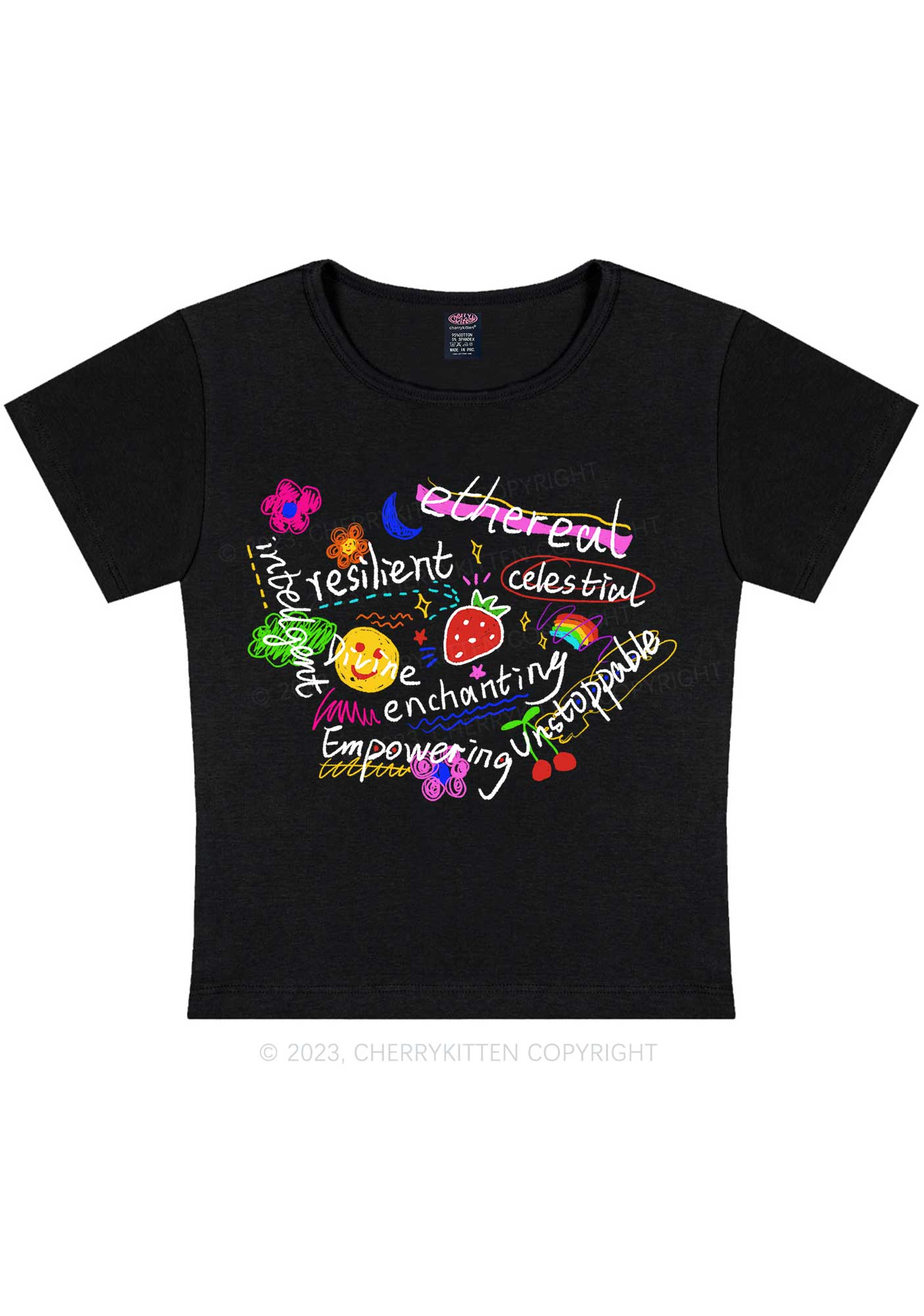 Curvy Girl Empowering Y2K Baby Tee Cherrykitten - Image 3