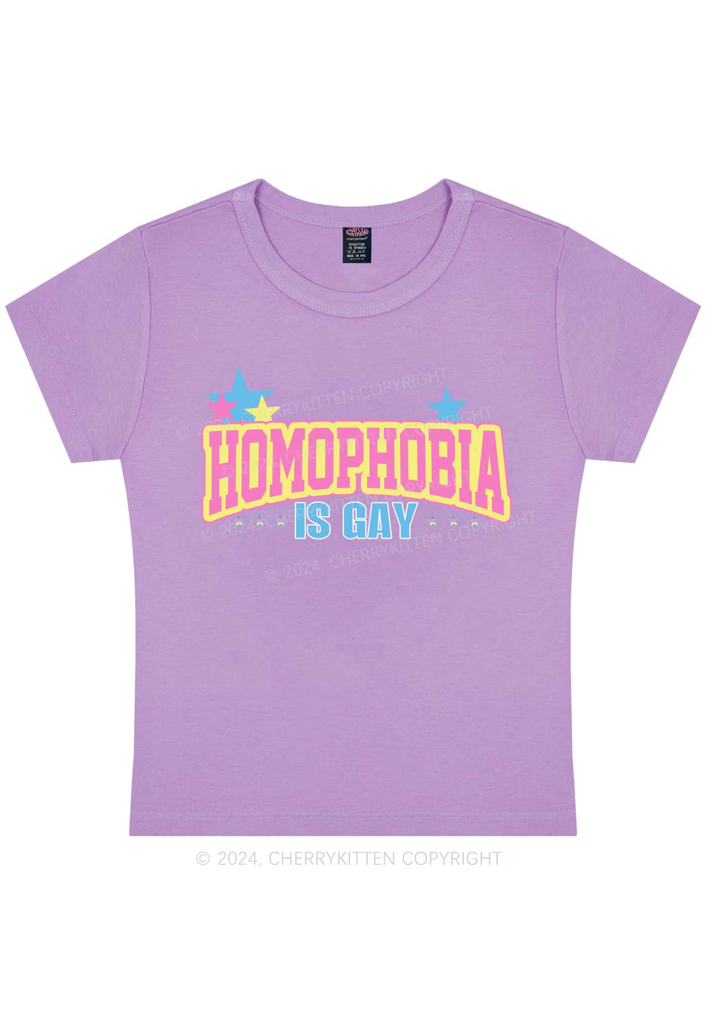 Curvy Homophobia Is Gay Y2K Baby Tee Cherrykitten - Image 5