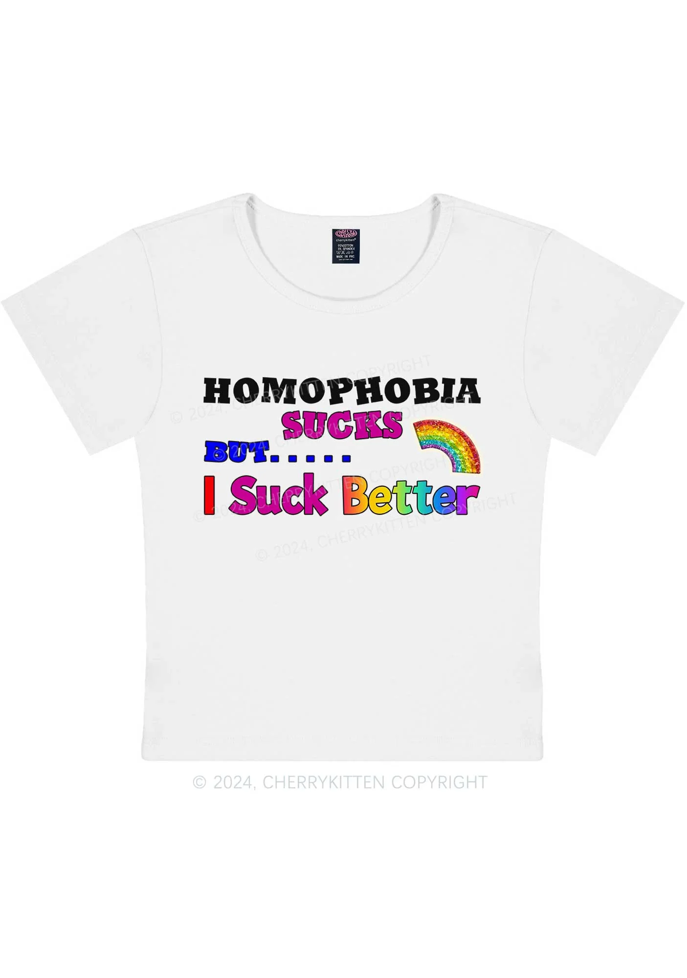 Curvy Homophobia Sucks Y2K Baby Tee Cherrykitten - Image 3
