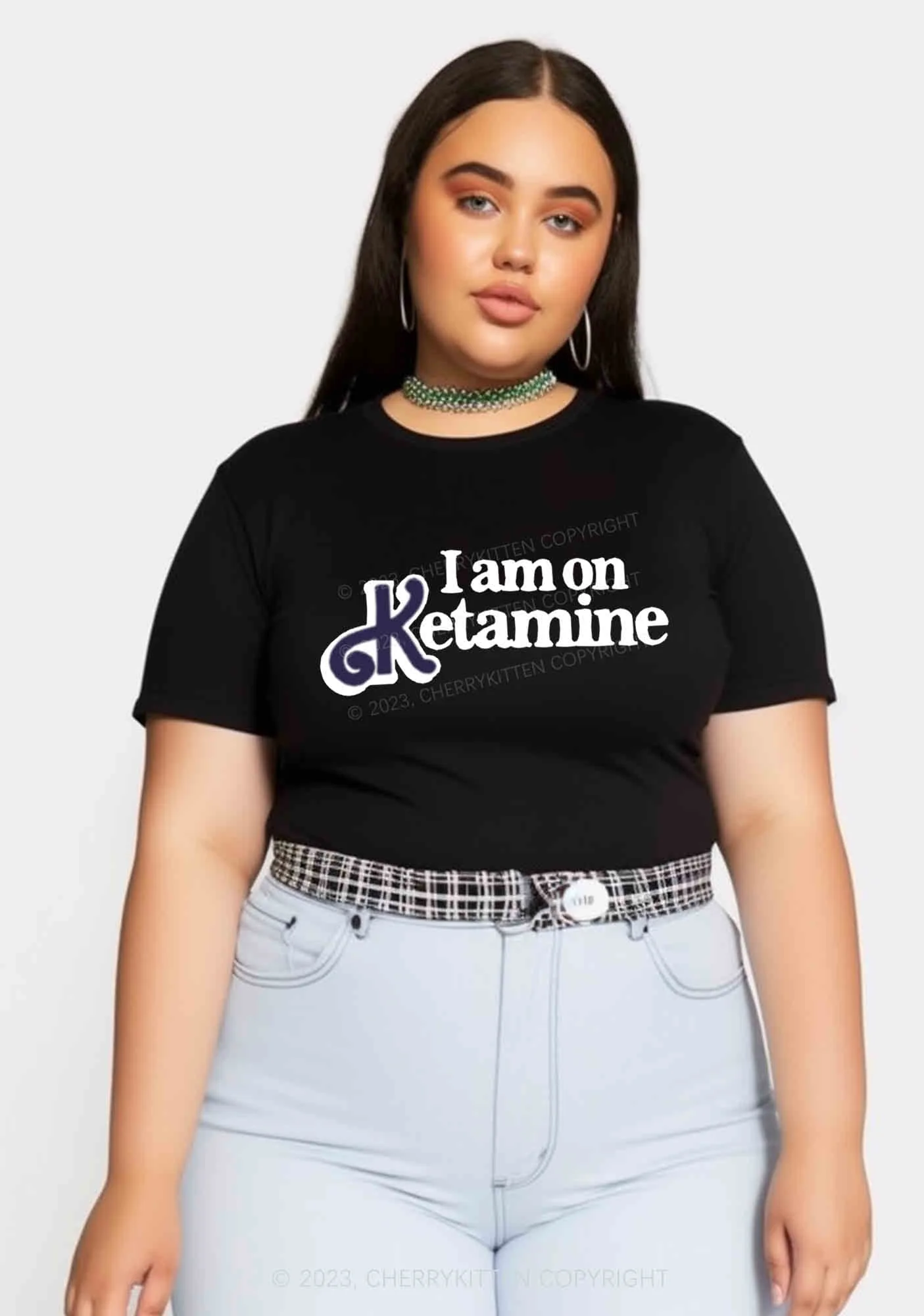 Curvy I Am On K Y2K Baby Tee Cherrykitten
