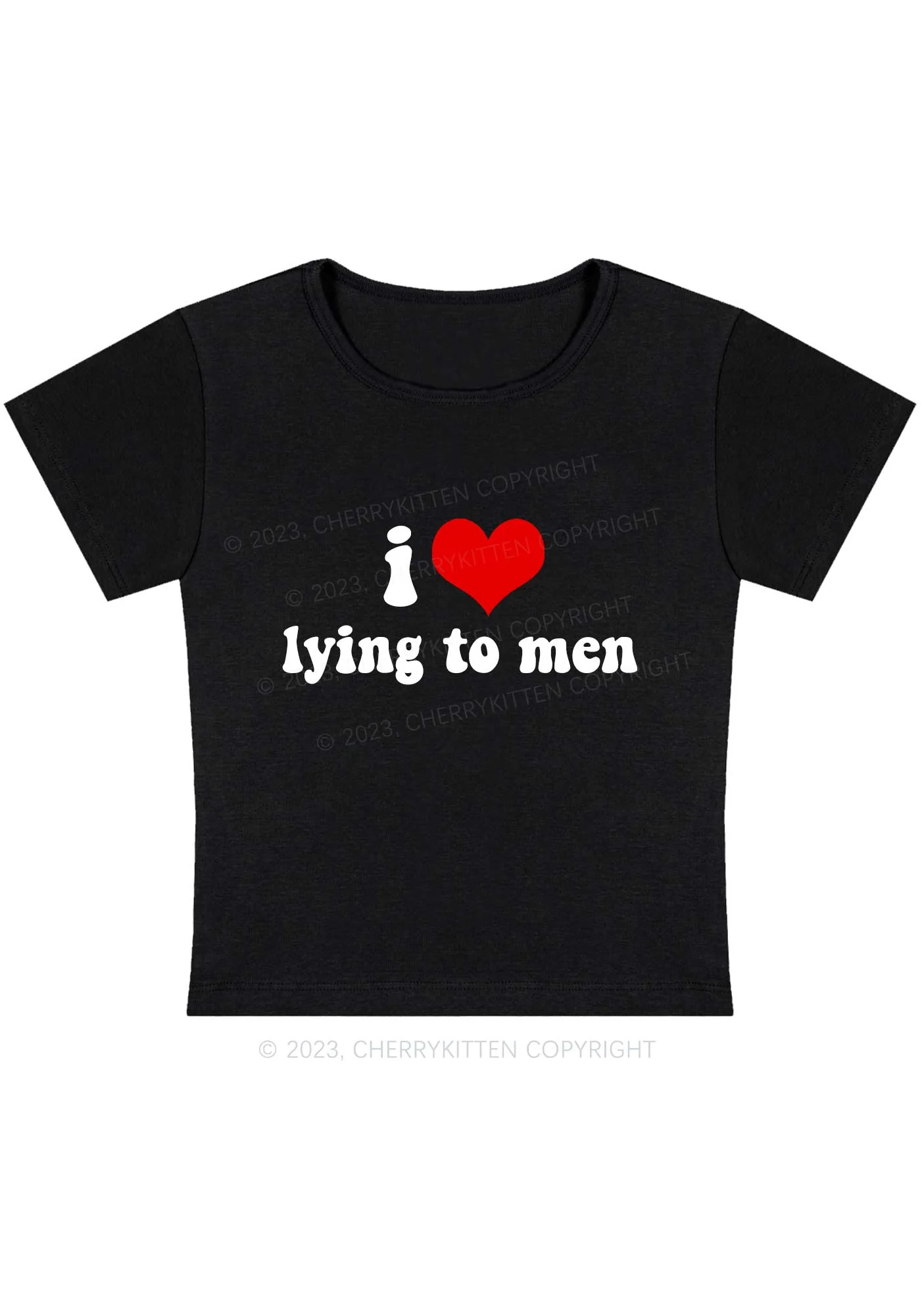 Curvy I Love Lying To Men Y2K Baby Tee Cherrykitten - Image 3