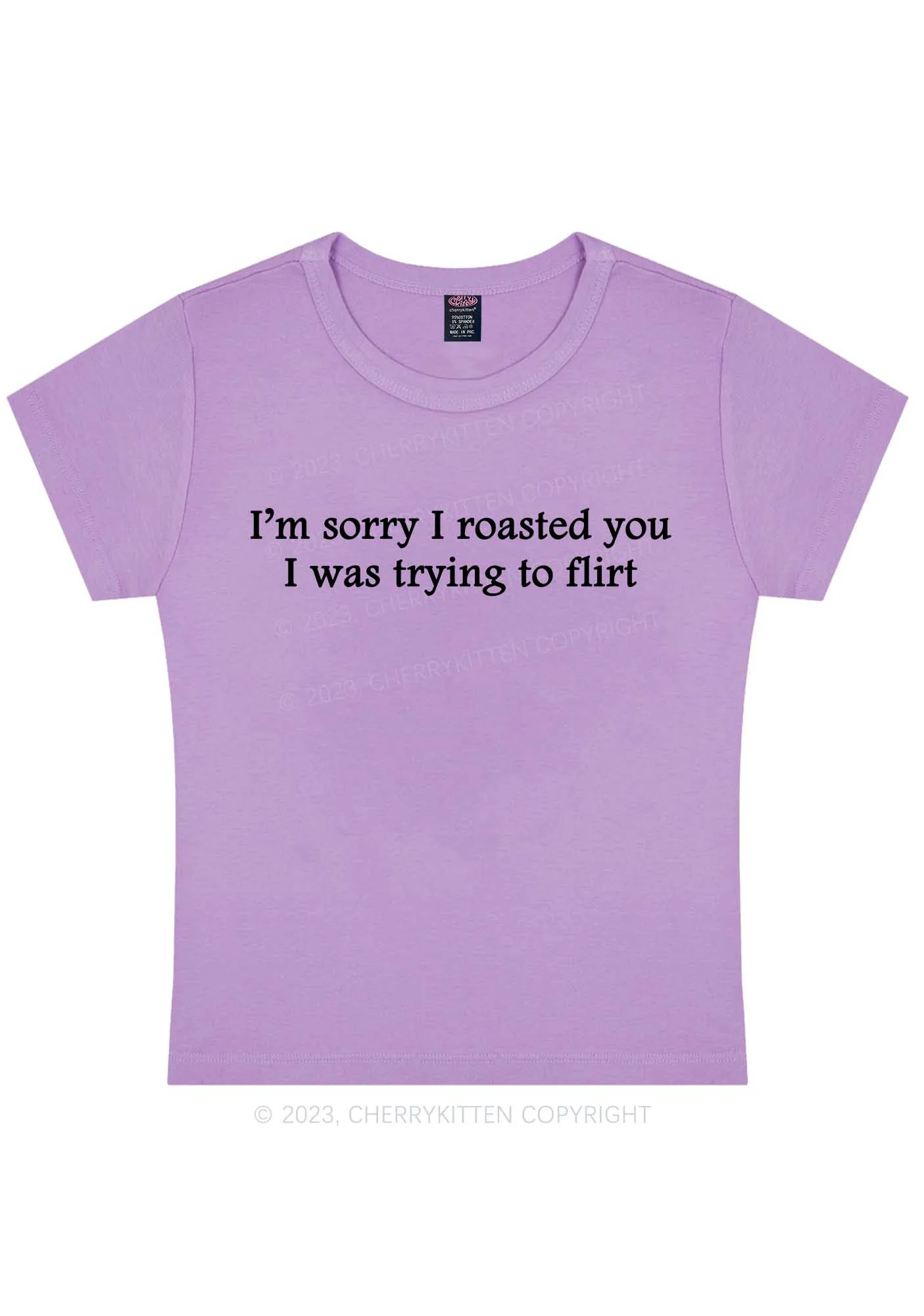Curvy I Was Trying To Flirt Y2K Baby Tee Cherrykitten - Image 4