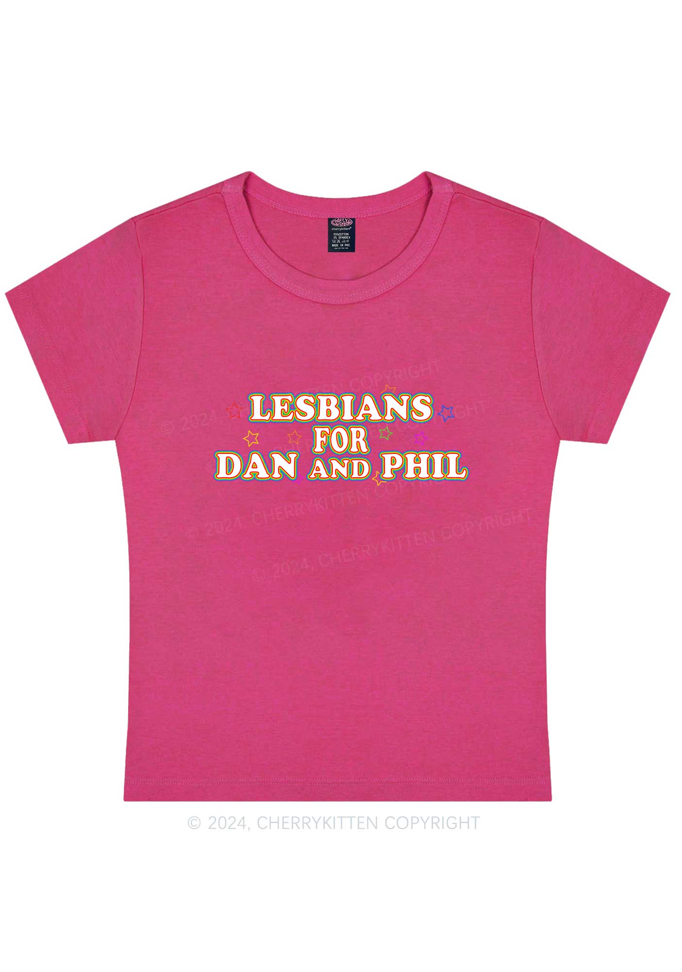 Curvy Lesbians For Dan Y2K Baby Tee Cherrykitten - Image 5