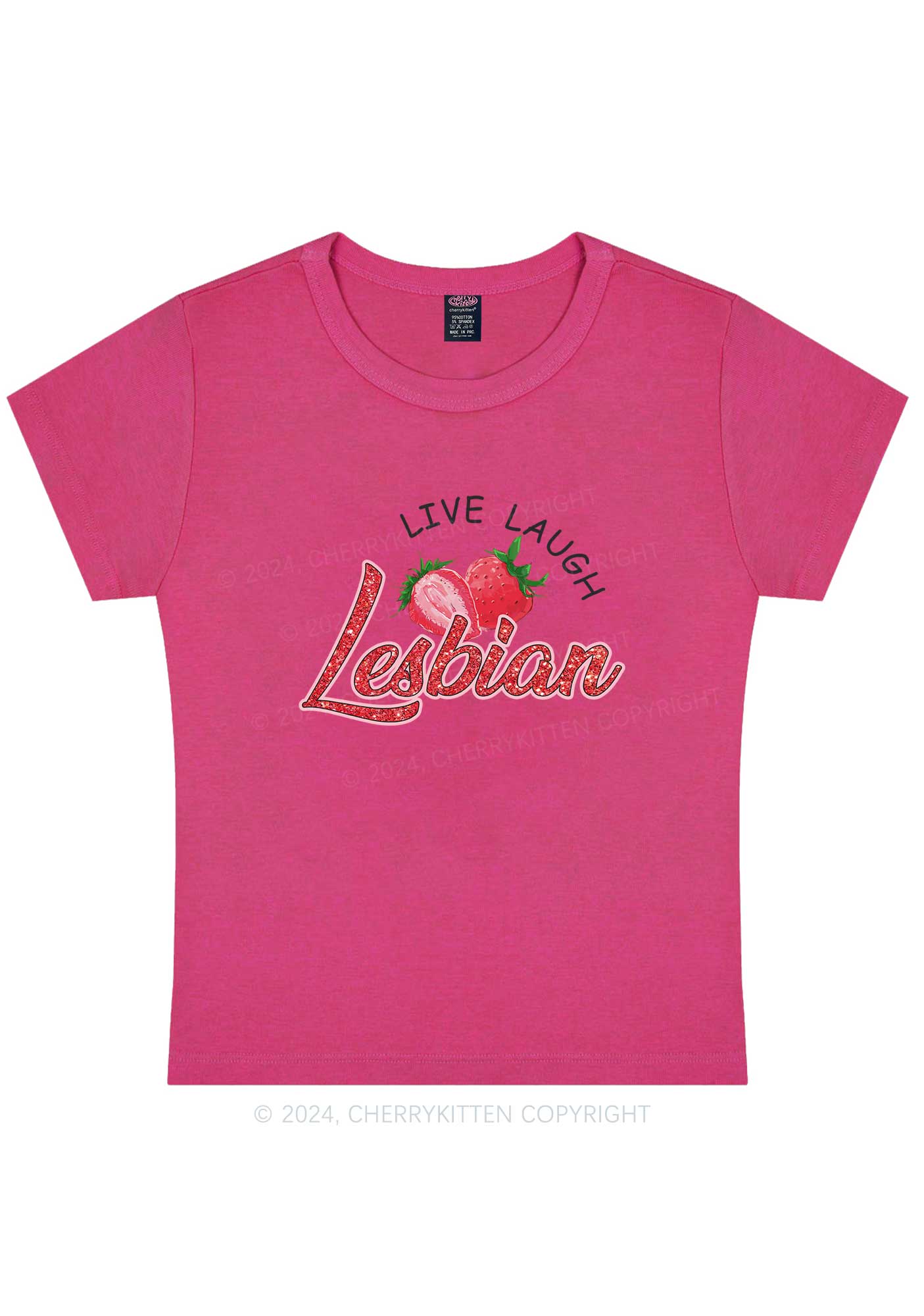 Curvy Live Laugh Lesbian Y2K Baby Tee Cherrykitten - Image 5