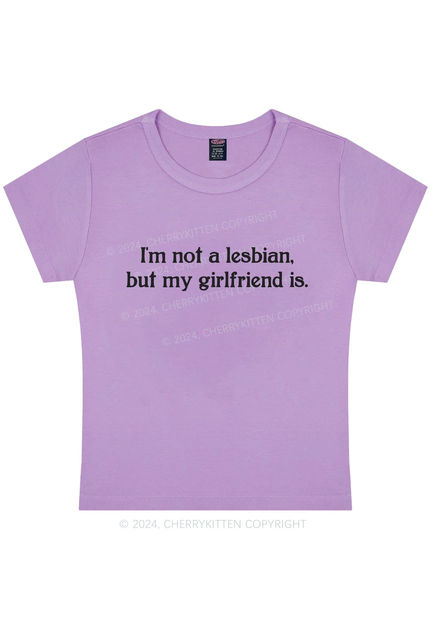 Curvy My Girlfriend Is Lesbian Y2K Baby Tee Cherrykitten - Image 4