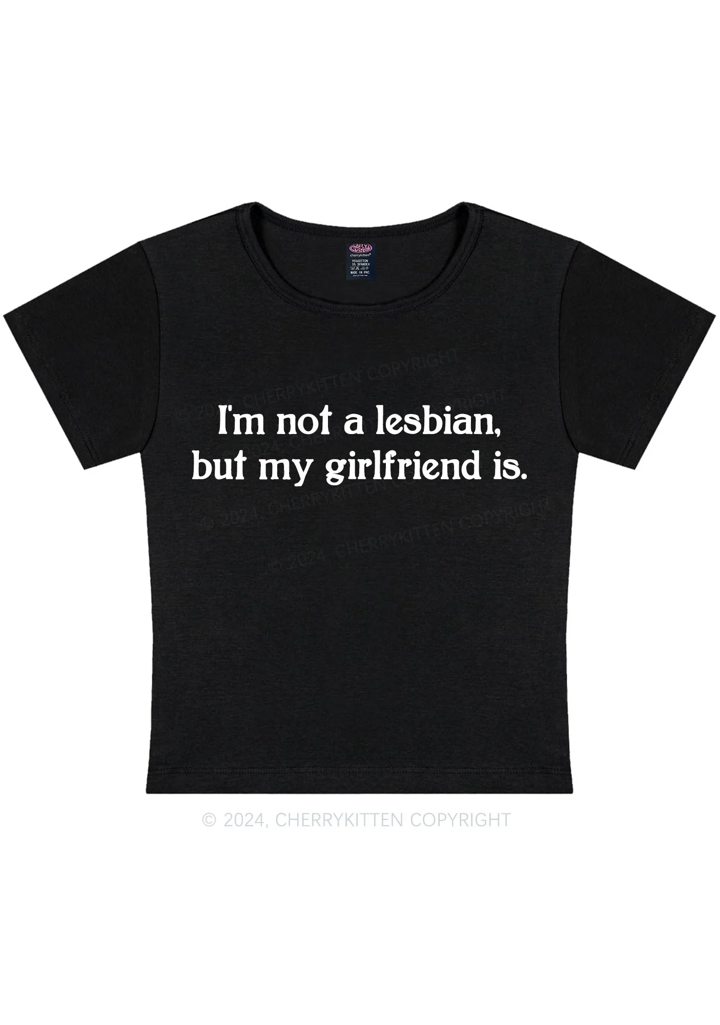 Curvy My Girlfriend Is Lesbian Y2K Baby Tee Cherrykitten - Image 5