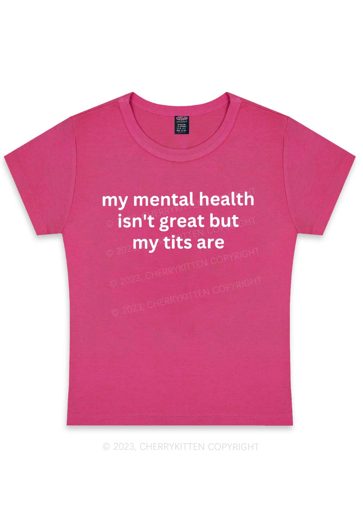 Curvy My Mental Health Isn't Great Y2K Baby Tee Cherrykitten - Image 5