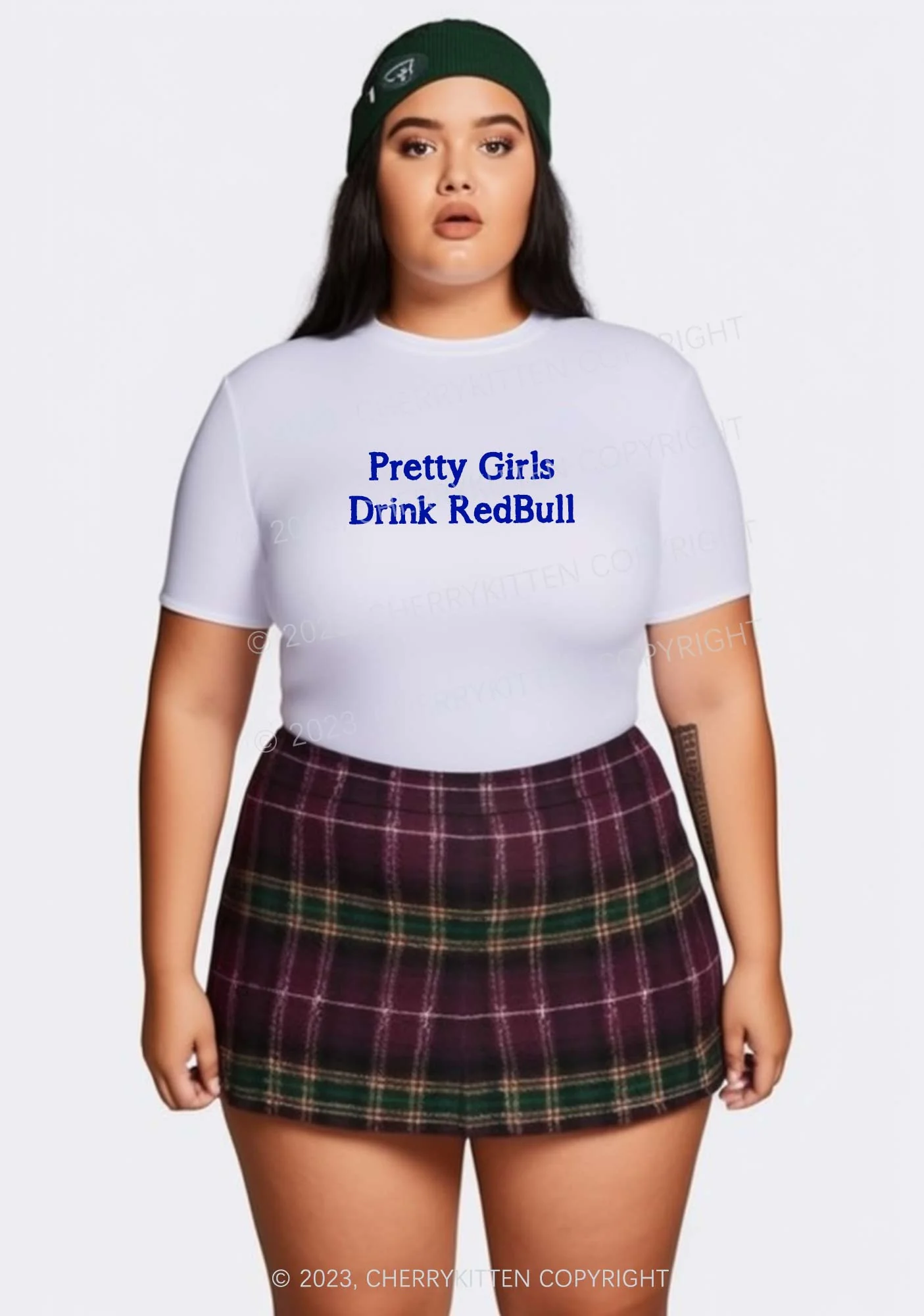 Curvy Pretty Girls Drink Red Y2K Baby Tee Cherrykitten