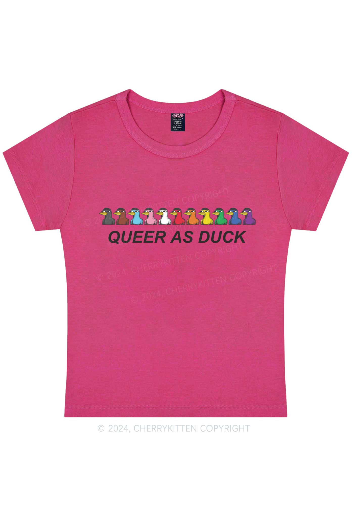Curvy Queer As Duck Y2K Baby Tee Cherrykitten - Image 5
