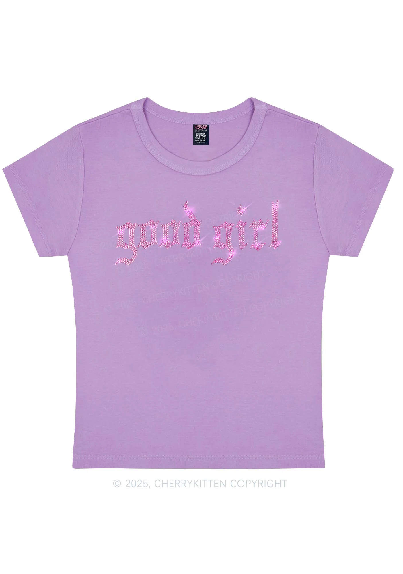Curvy Rhinestone Good Girl Y2K Baby Tee Cherrykitten - Image 4